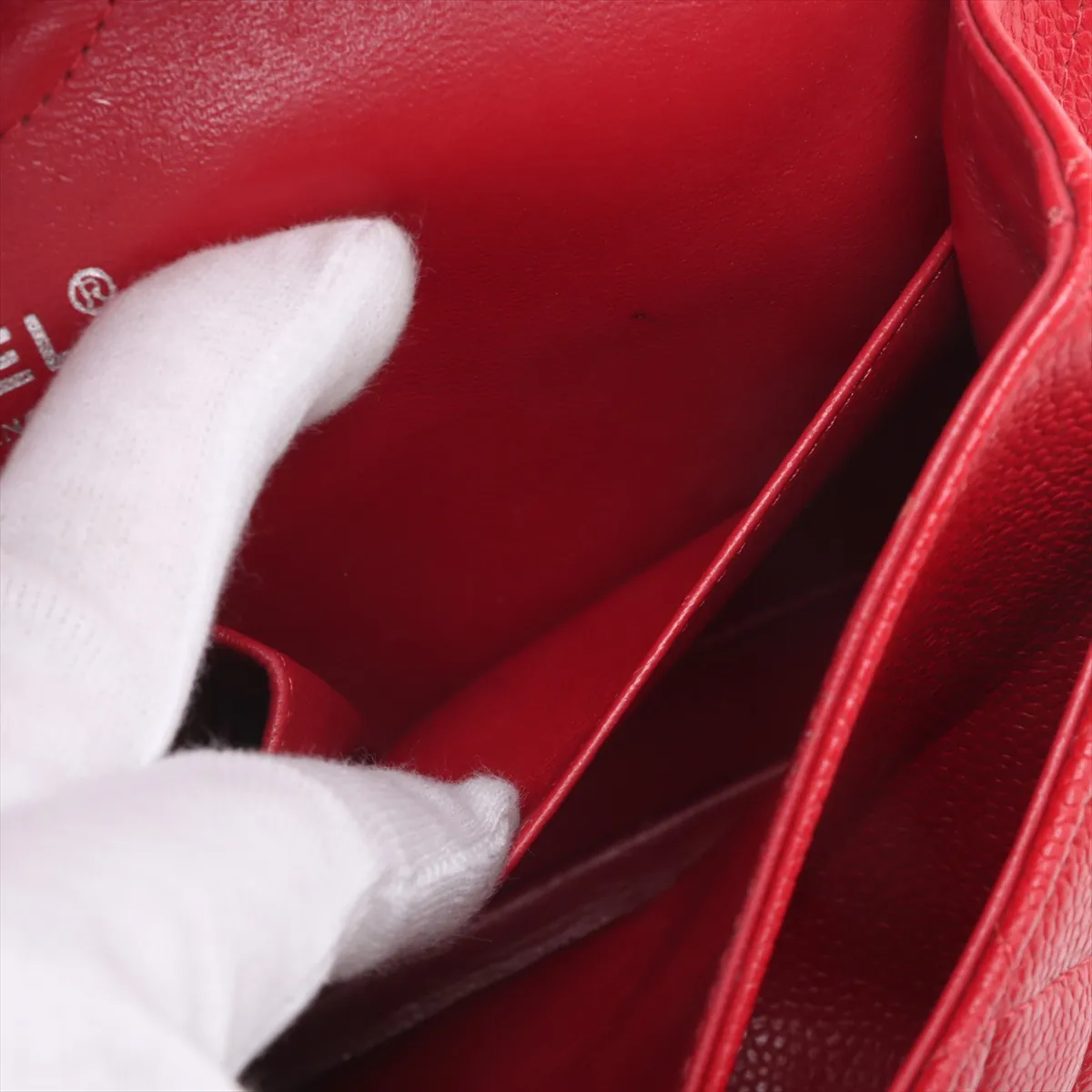 [Individually wrapped] Chanel Matelasse 25 caviar skin double flap double chain bag red silver hardware 19050478 19th series A01112 — view 9