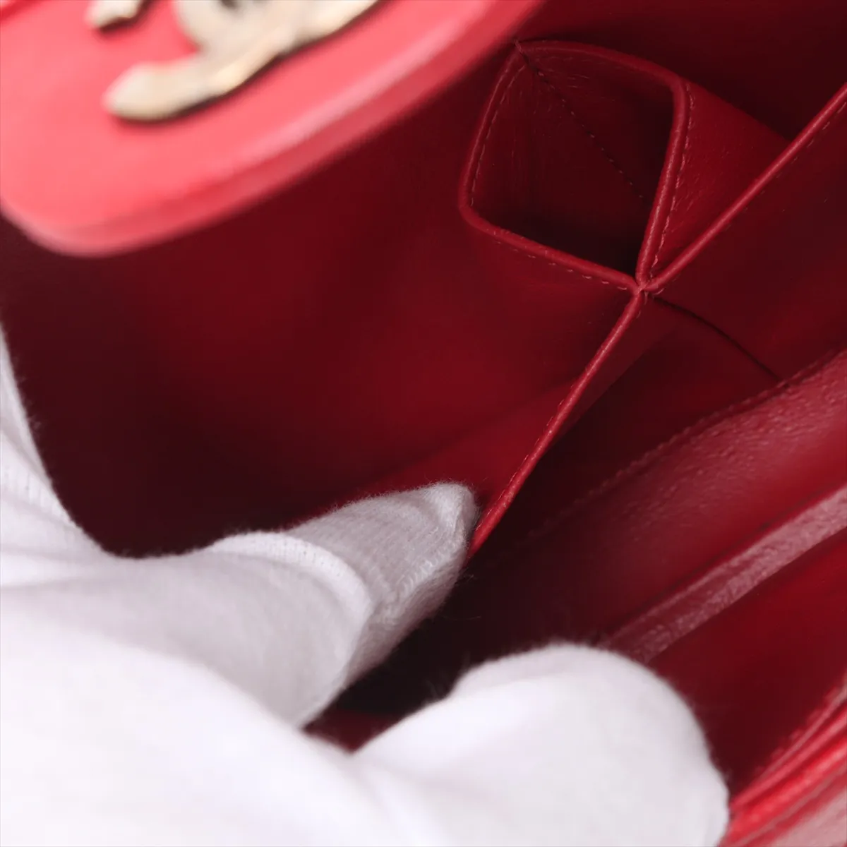 [Individually wrapped] Chanel Matelasse 25 caviar skin double flap double chain bag red silver hardware 19050478 19th series A01112 — view 10