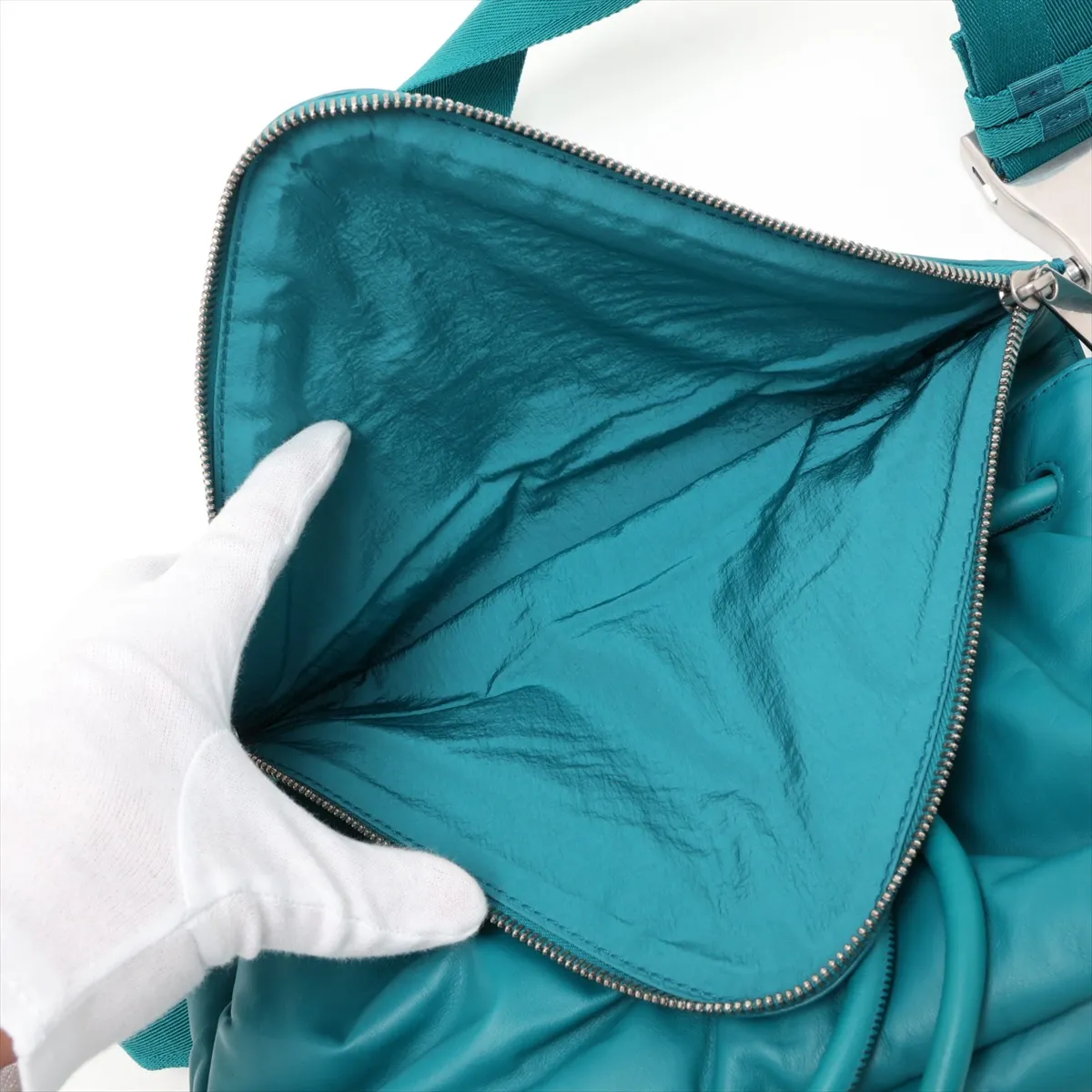 Beak Leather Body Bag, Green — view 9