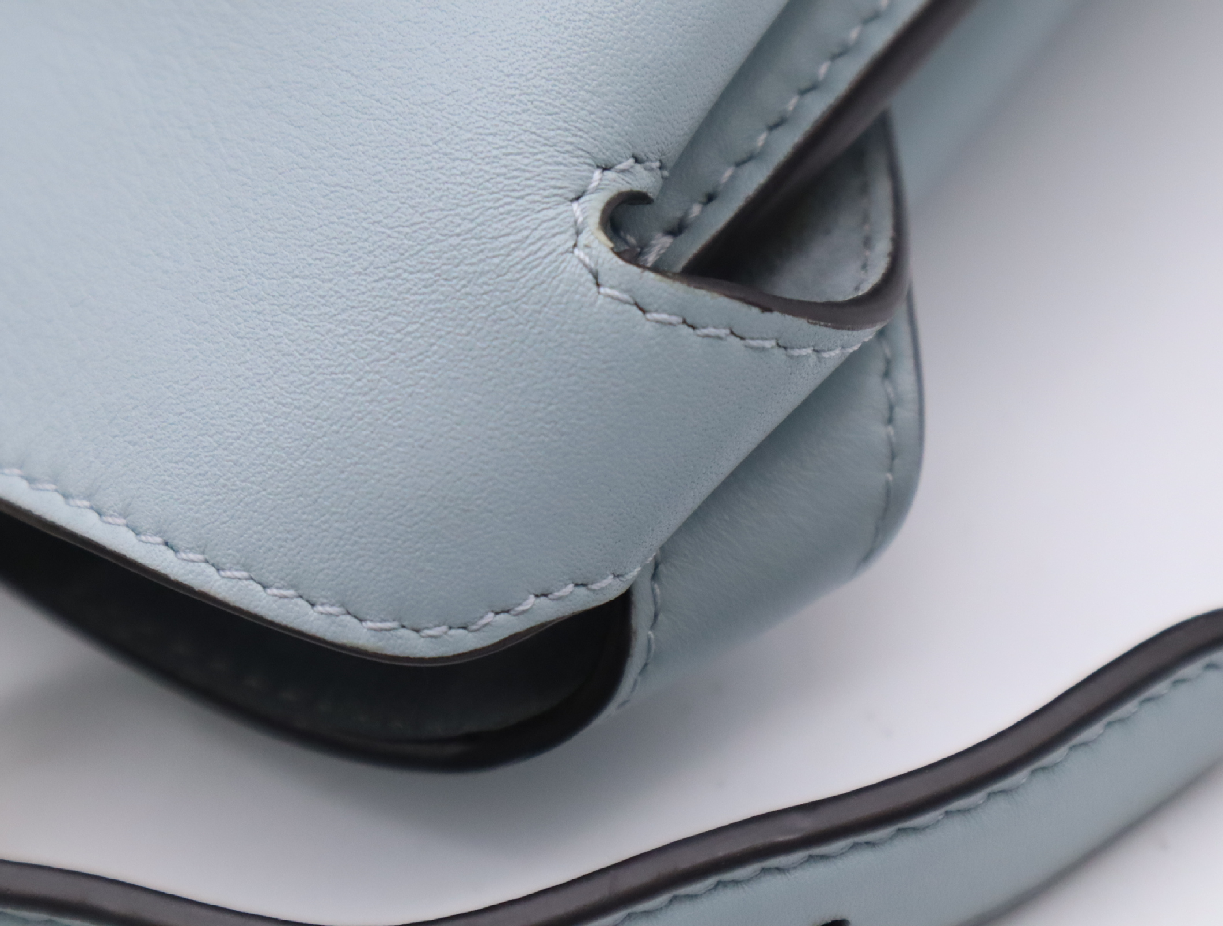 8BN353 Camellia Leather Peekaboo Soft Medium Blue Handbag with Gold Hardware and Dust Bag — view 11
