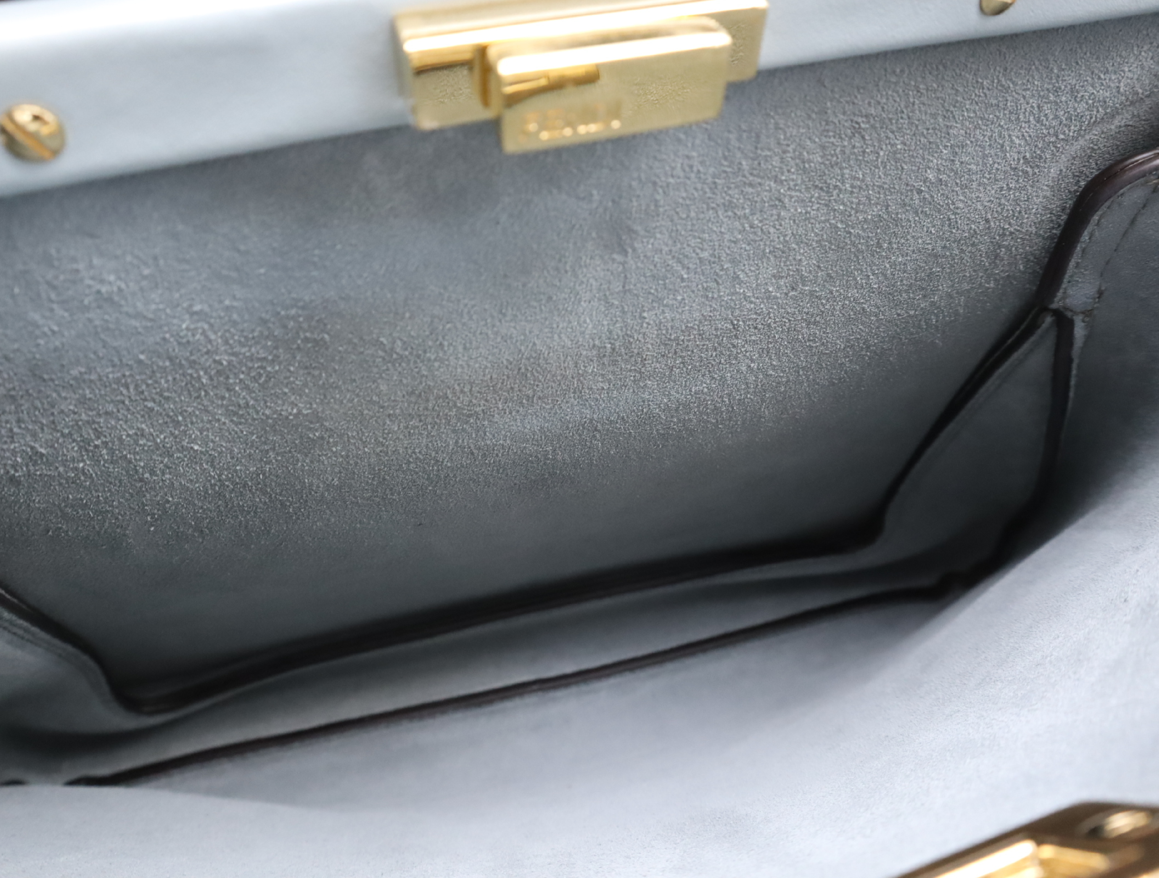 8BN353 Camellia Leather Peekaboo Soft Medium Blue Handbag with Gold Hardware and Dust Bag — view 14