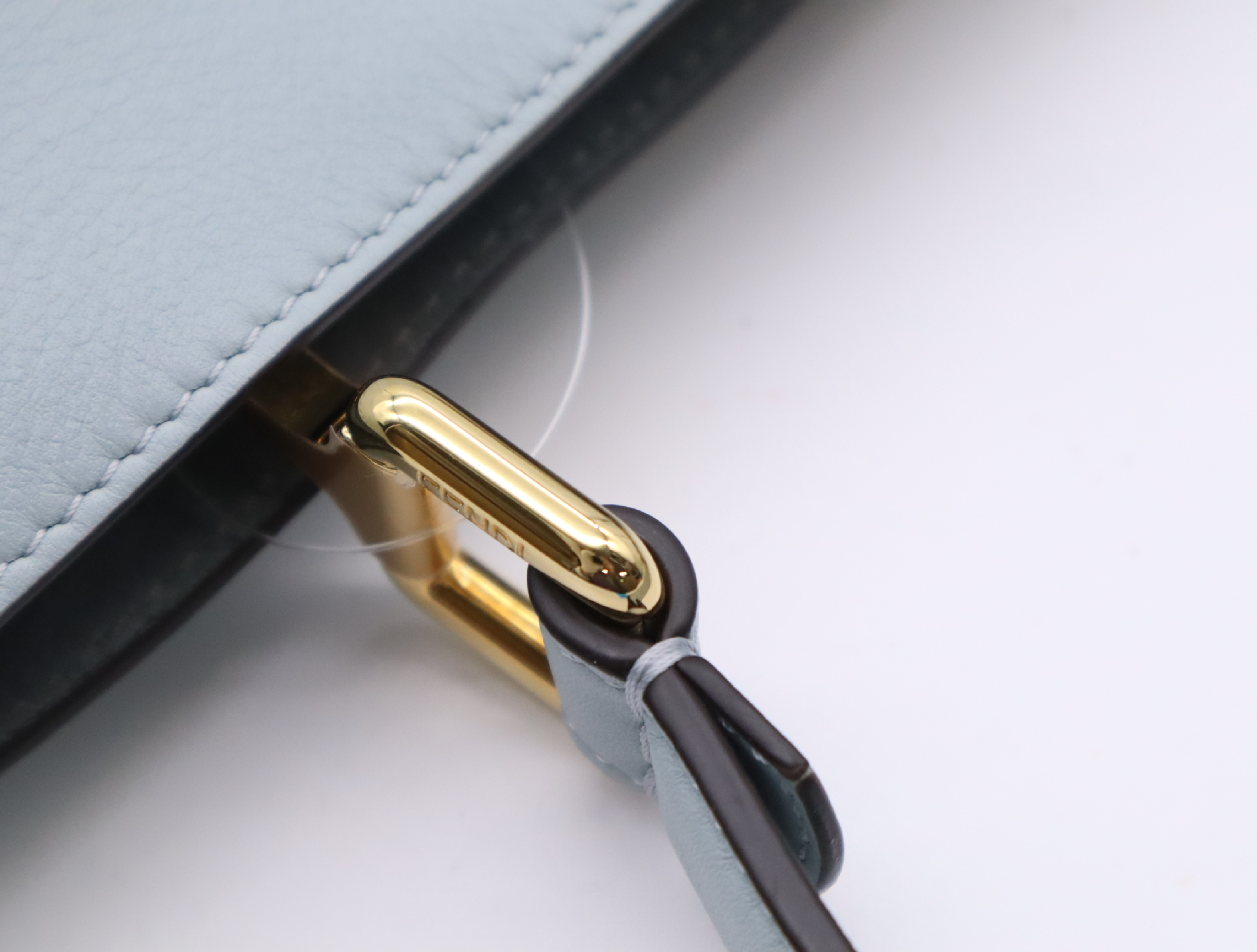 8BN353 Camellia Leather Peekaboo Soft Medium Blue Handbag with Gold Hardware and Dust Bag — view 9