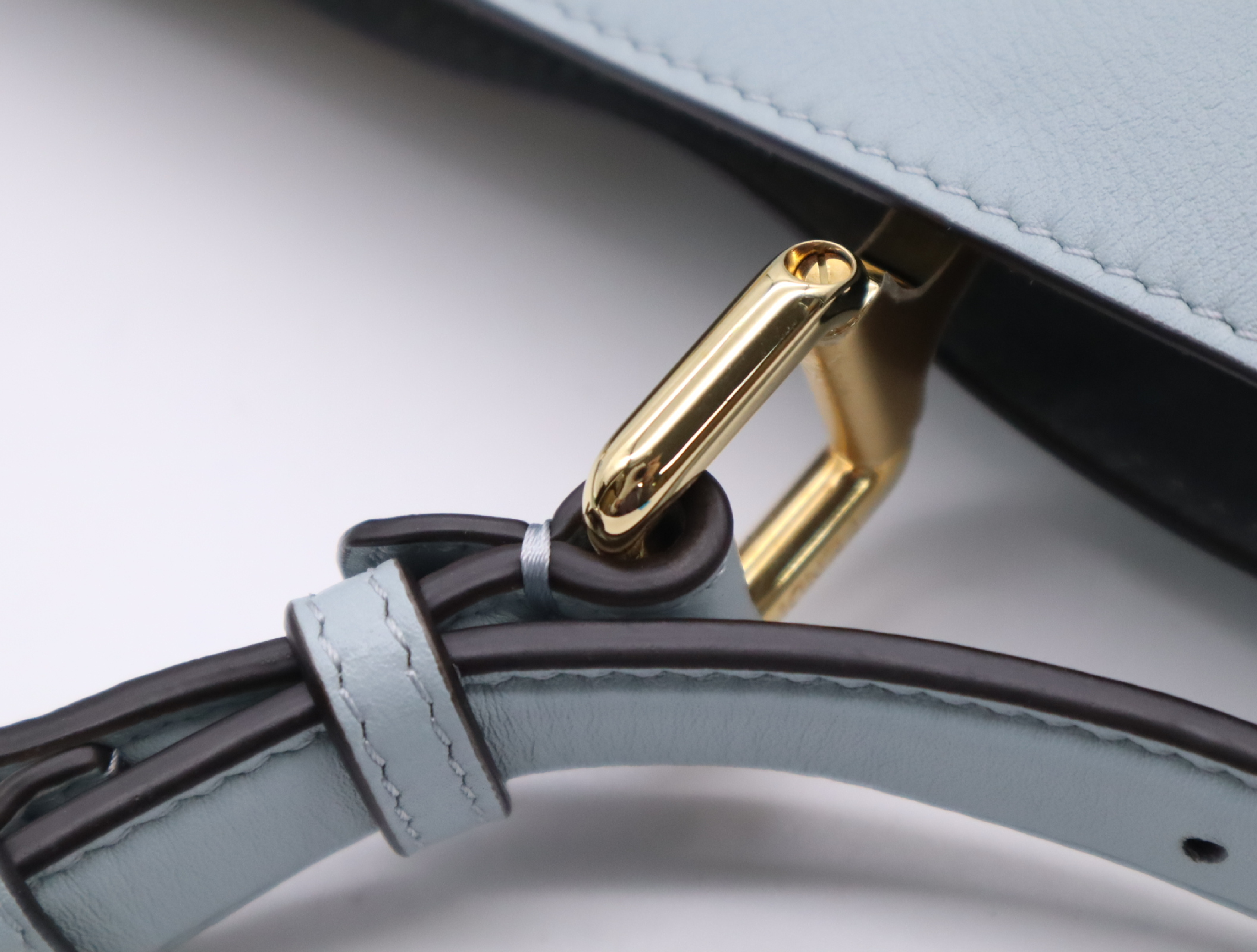 8BN353 Camellia Leather Peekaboo Soft Medium Blue Handbag with Gold Hardware and Dust Bag — view 10