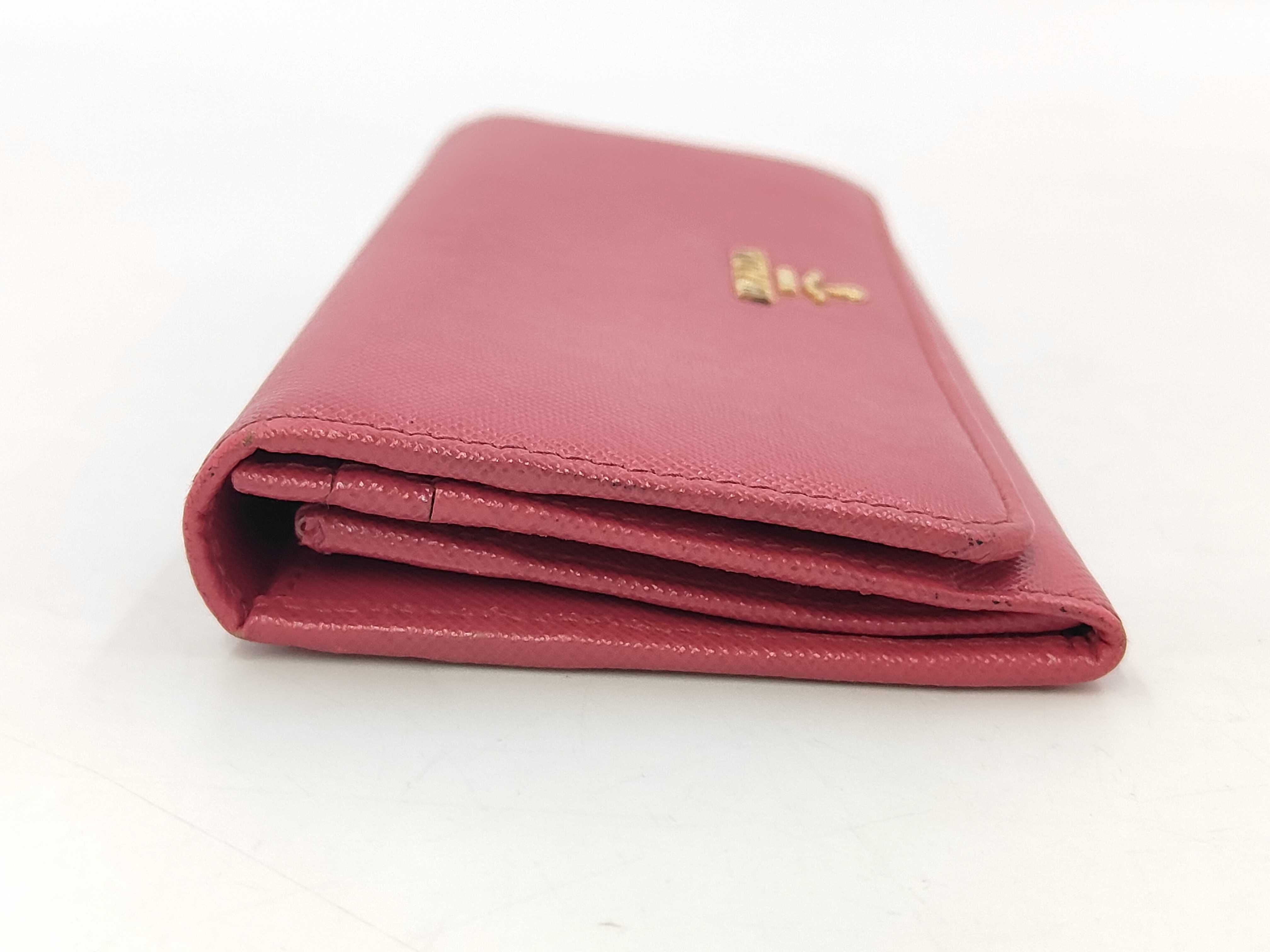 Saffiano Metal 1M1132 Leather Long Wallet Pink — view 4