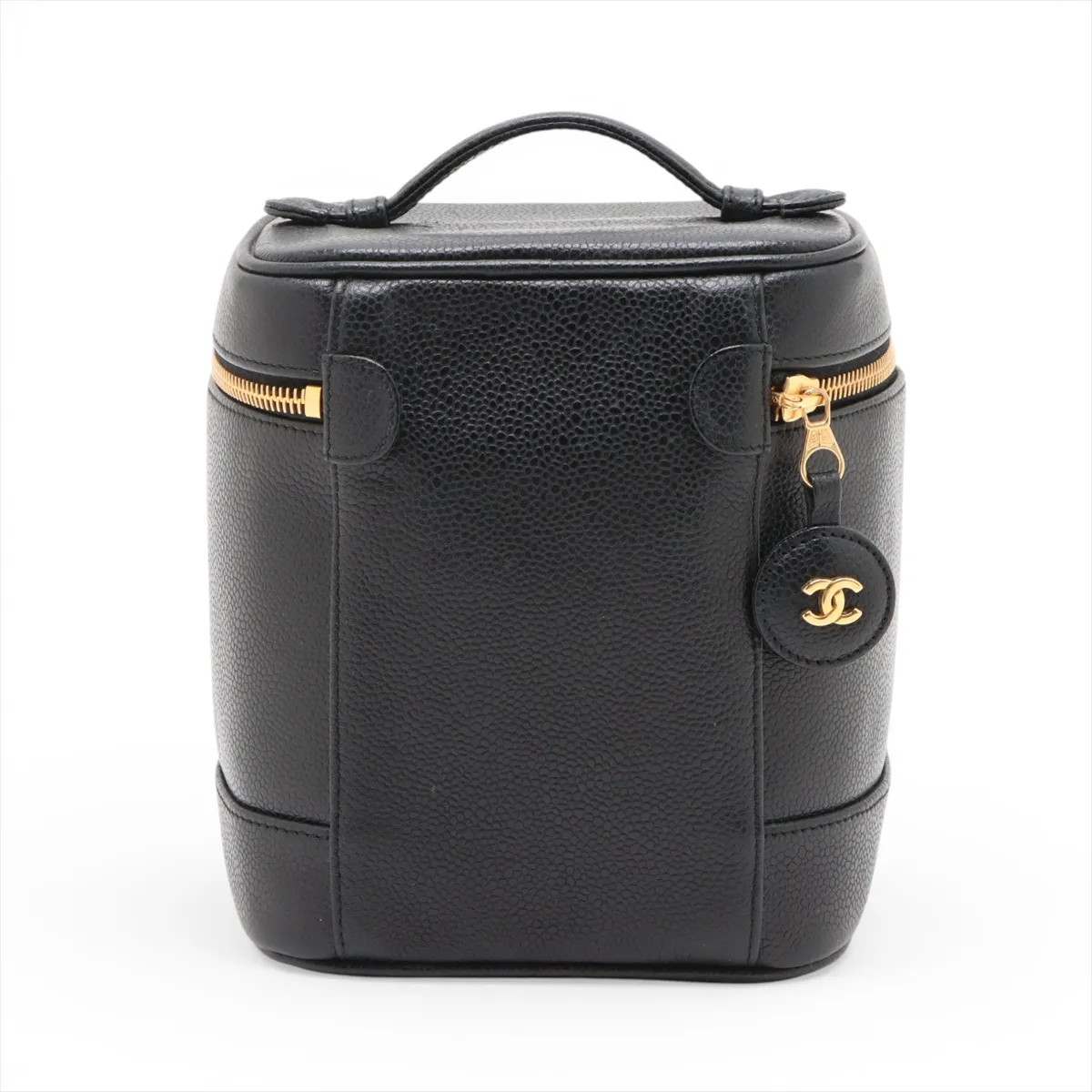 Cocomark caviar skin vanity bag black gold hardware 3494343 No. 3 — view 2