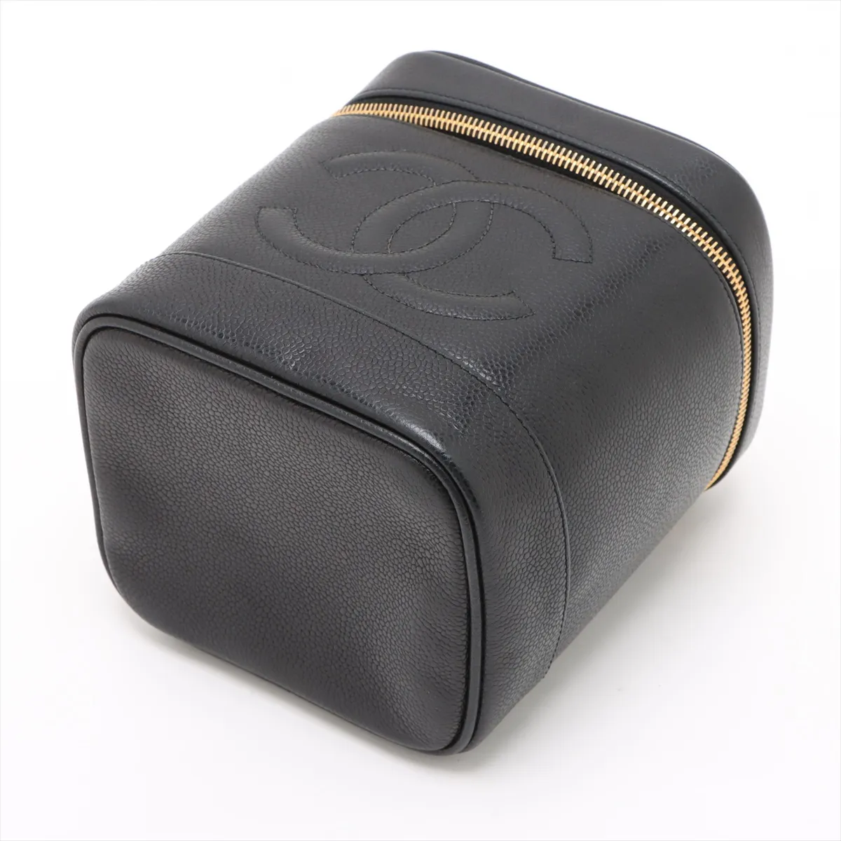 Cocomark caviar skin vanity bag black gold hardware 3494343 No. 3 — view 3