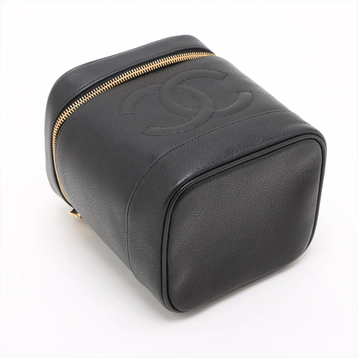 Cocomark caviar skin vanity bag black gold hardware 3494343 No. 3 — view 4