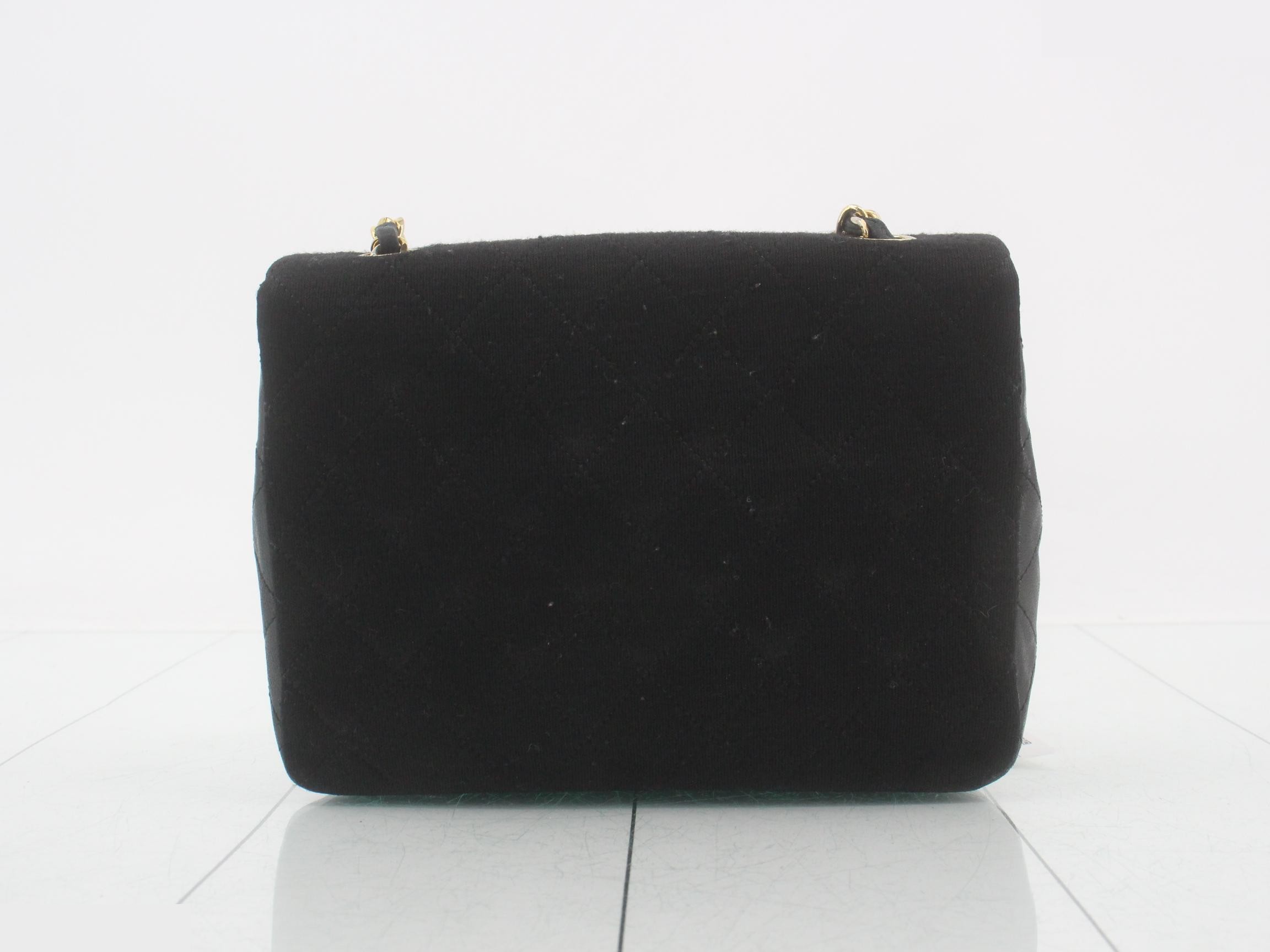 Matelassé Cotton Jersey Shoulder Bag, Black — view 2
