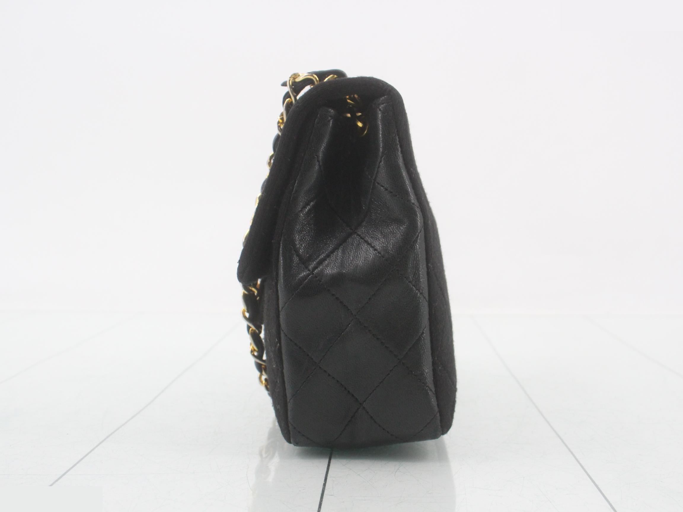 Matelassé Cotton Jersey Shoulder Bag, Black — view 3