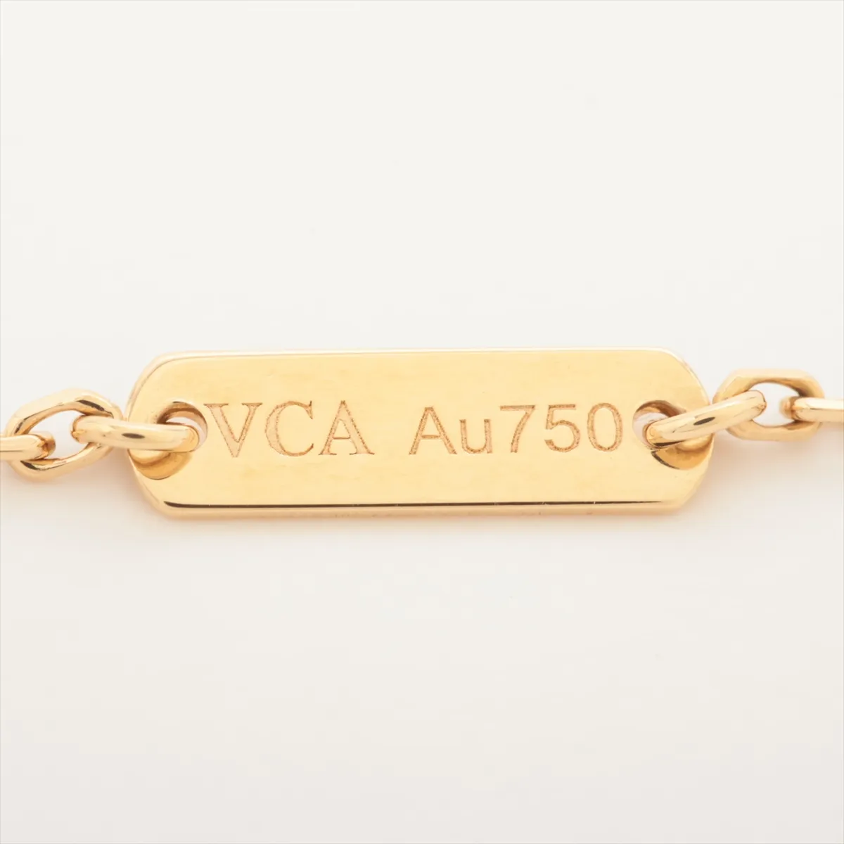 Vintage Alhambra Malachite Necklace 750 (Yellow Gold) 5.2g JA164432 (Spring ring on clasp side is open, hallmark — view 4