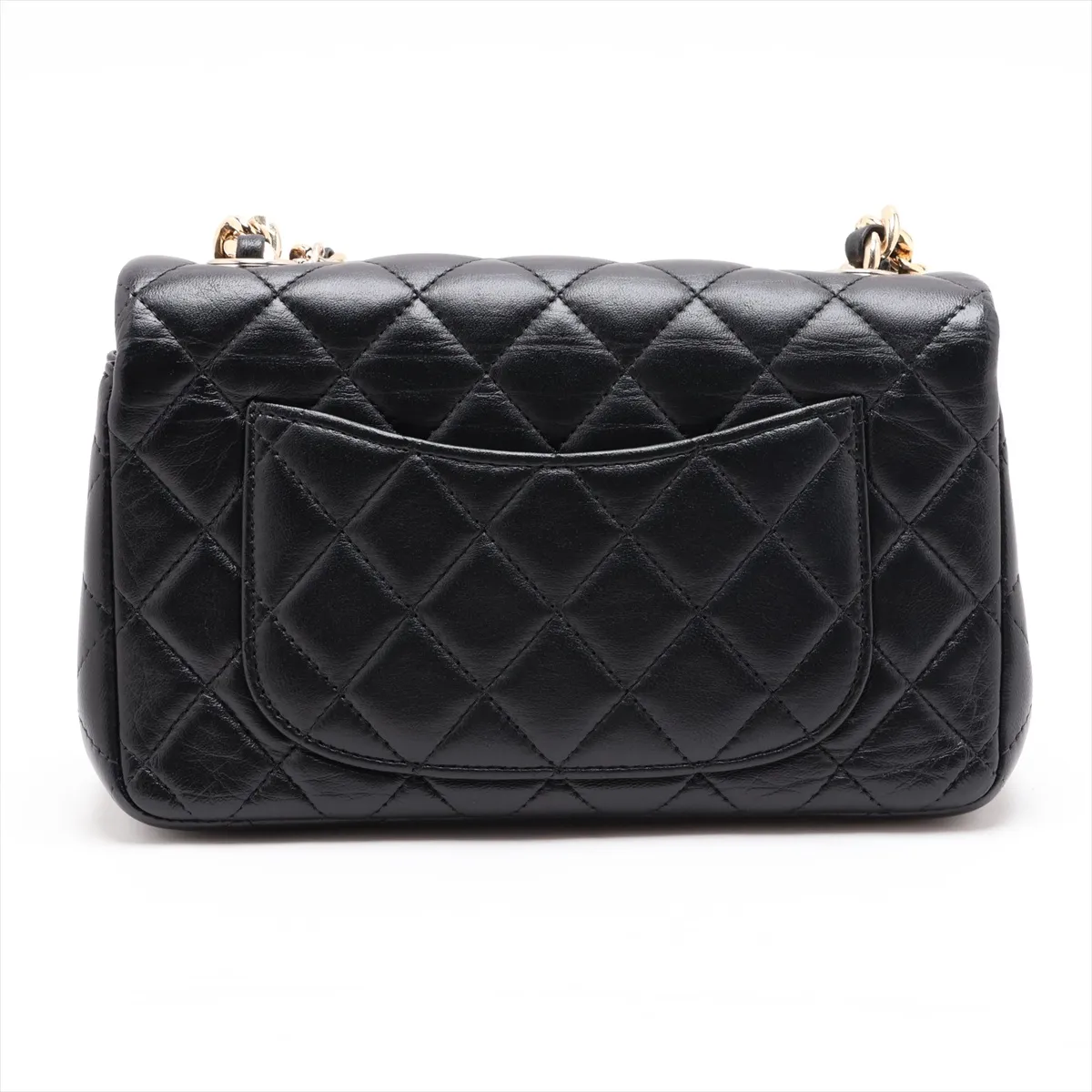 [Individually packaged] Chanel Mini Matelassé Lambskin Single Flap Single Chain Bag Charm, Black with Gold Hardware, 31247978, Serial Number 31 — view 2