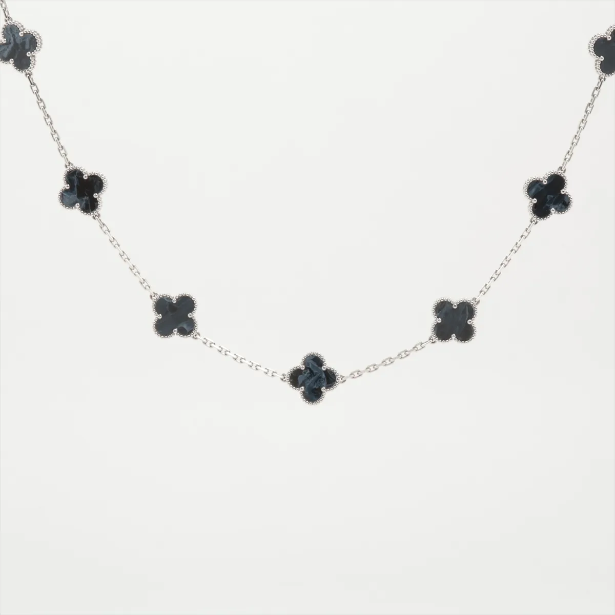 Vintage Alhambra 20P Pietersite Necklace 750(WG) 48.5g JD250352 Ring side ring