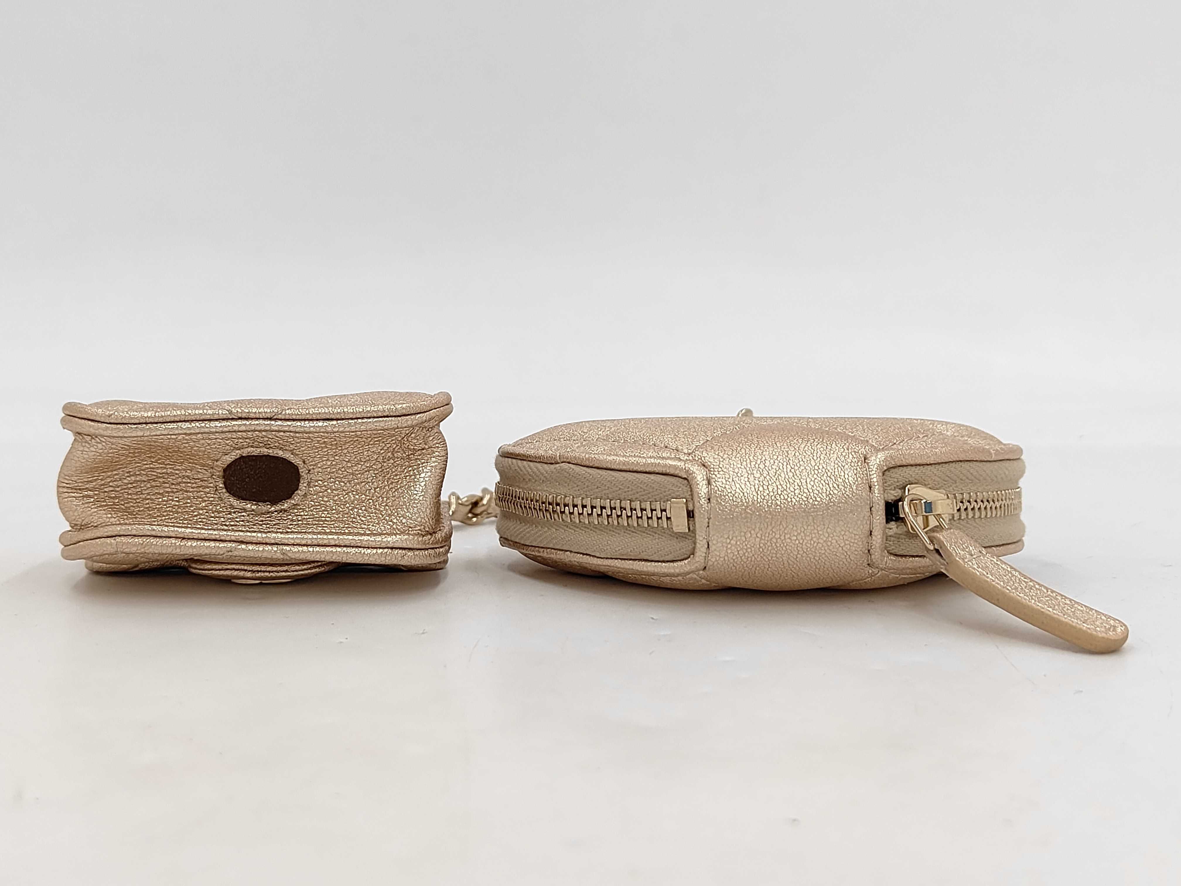 Matelassé Lambskin Coin Case & AirPods Case, Champagne Gold, Other Accessories — view 3
