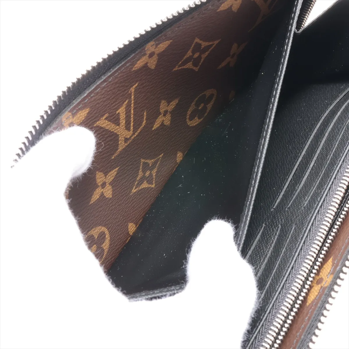 Monogram Macassar Zippy Dragonne M69407 Black x Brown Round Zip Wallet RFID Reactive — view 4