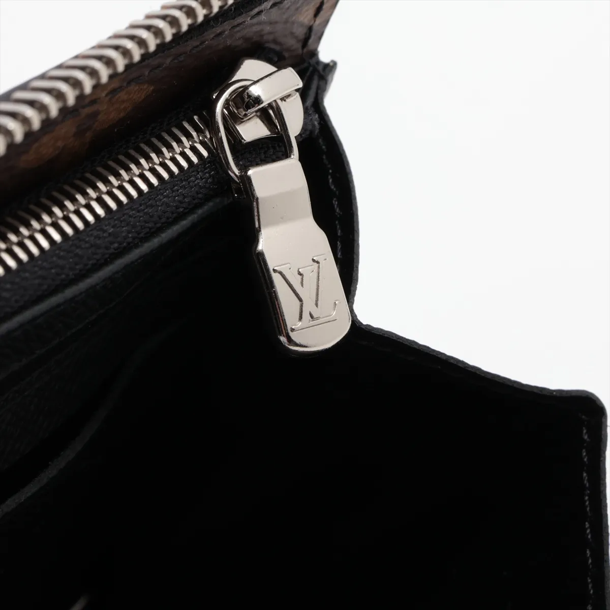Monogram Macassar Zippy Dragonne M69407 Black x Brown Round Zip Wallet RFID Reactive — view 8