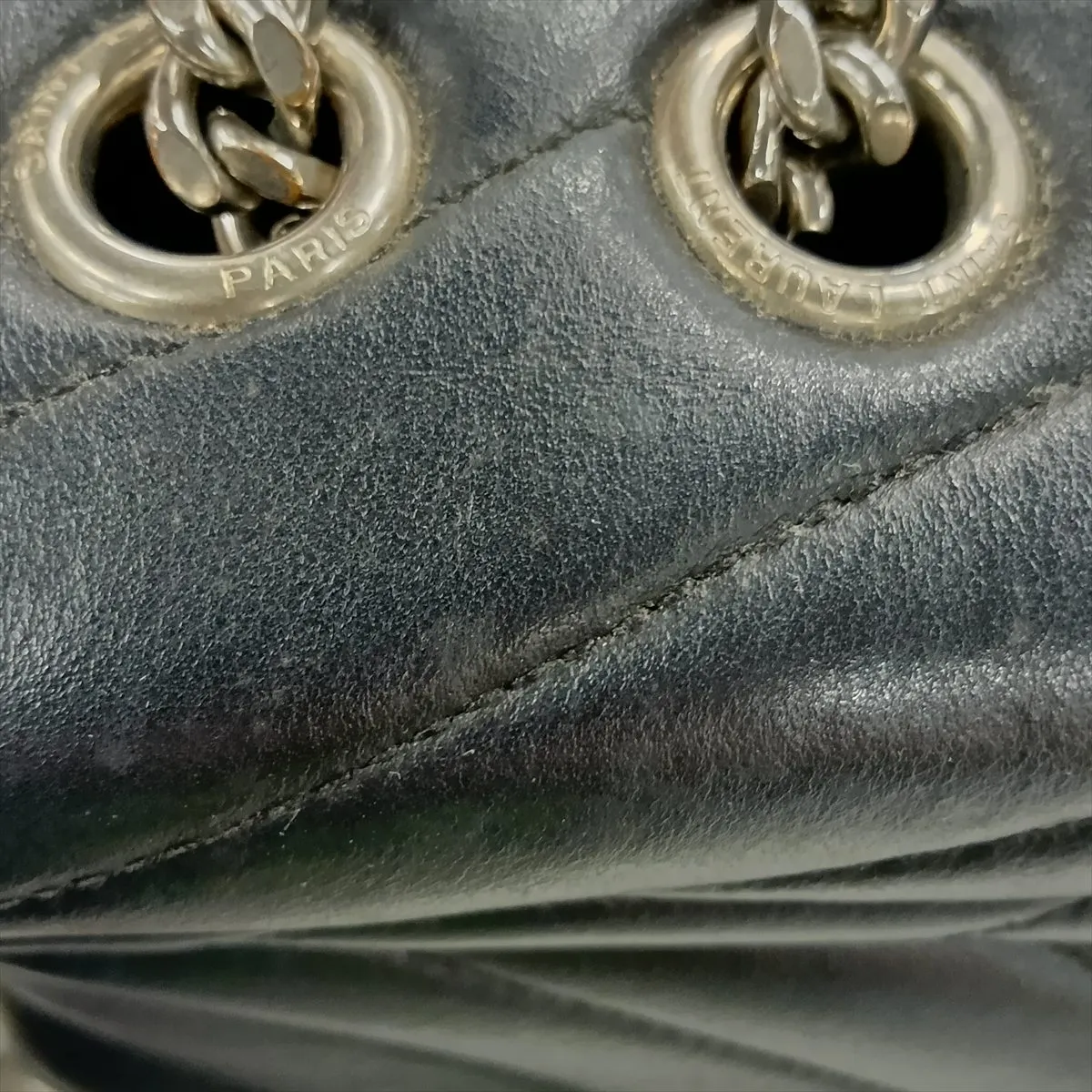 Loulou Medium Leather Chain Shoulder Bag, Black, 459749 — view 13