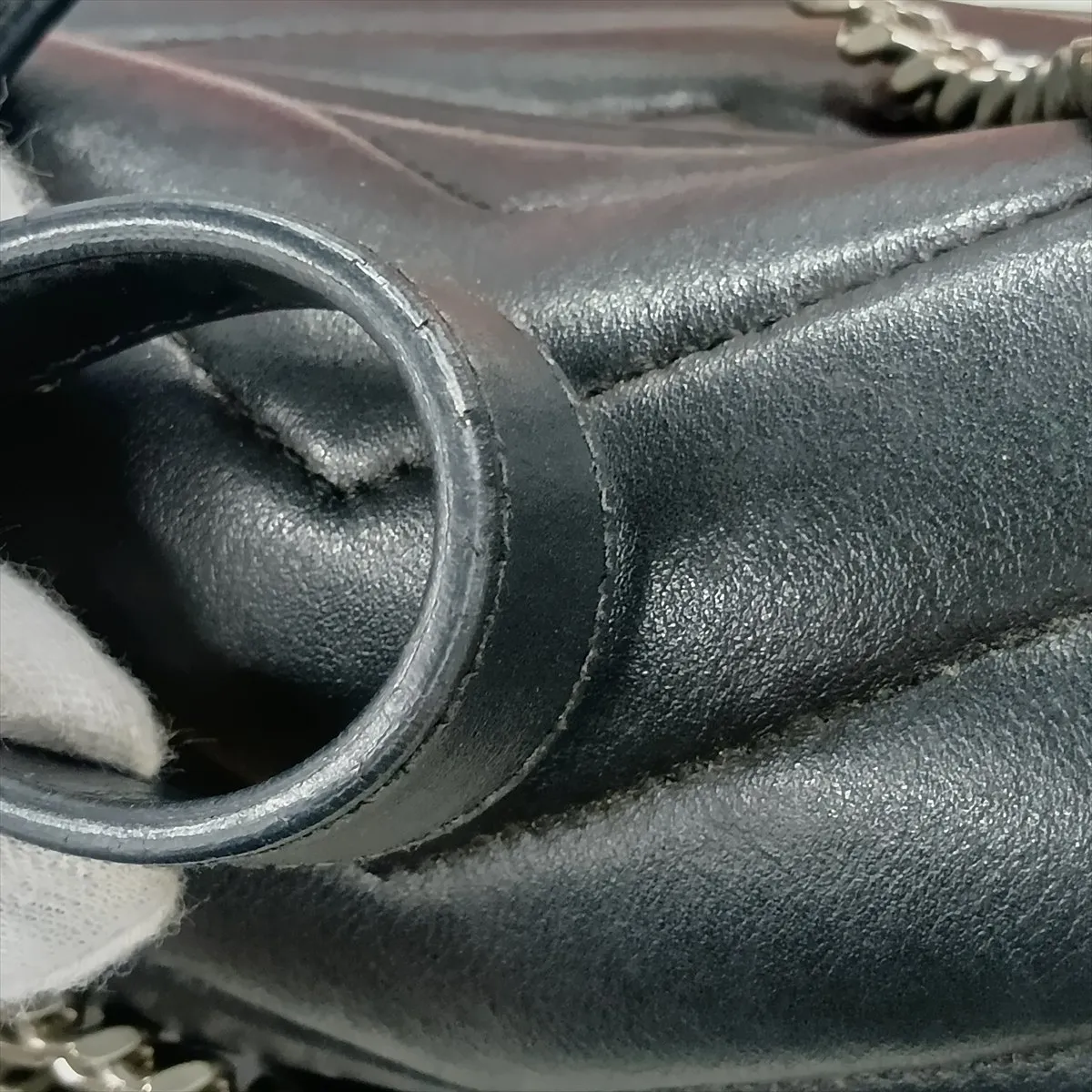 Loulou Medium Leather Chain Shoulder Bag, Black, 459749 — view 14