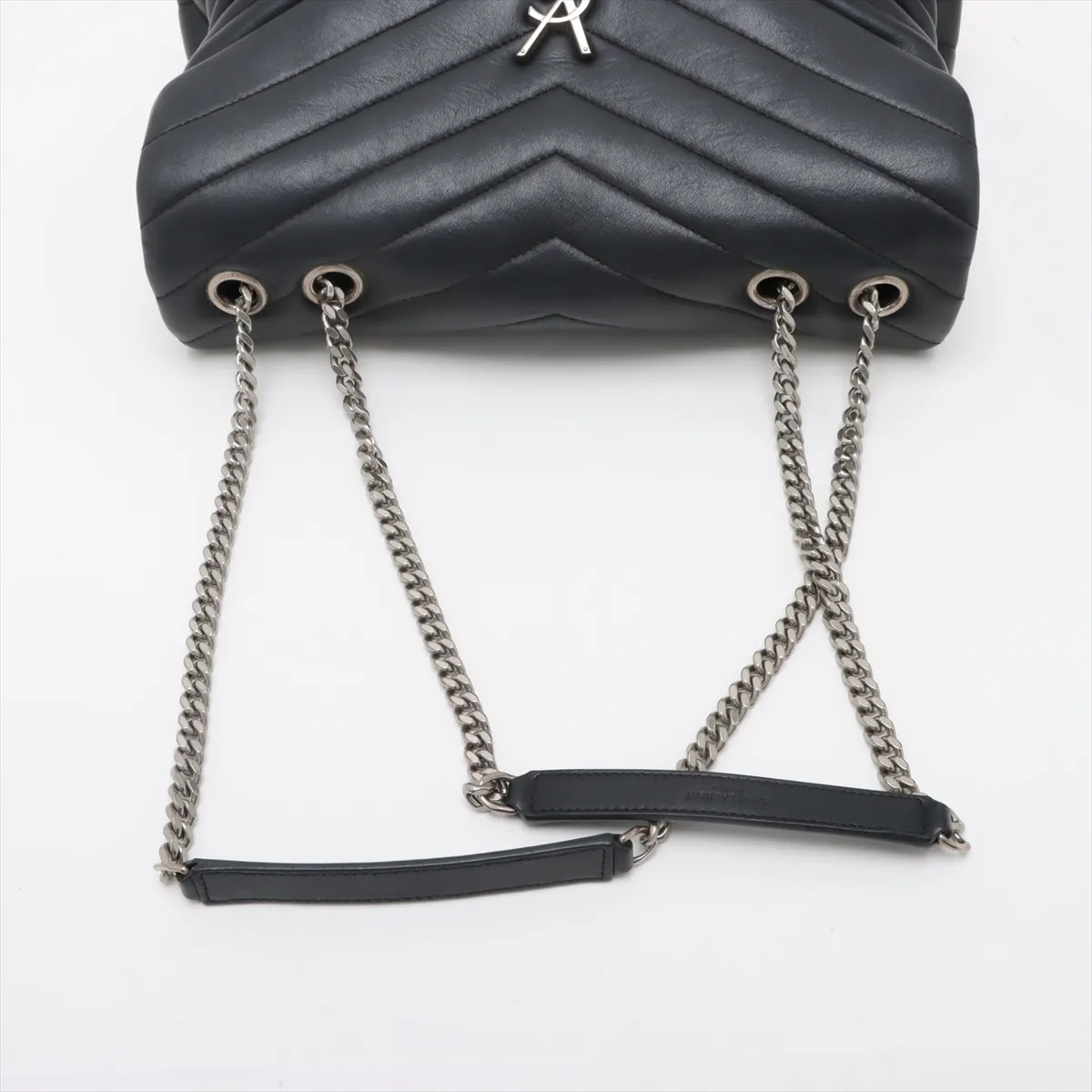 Loulou Medium Leather Chain Shoulder Bag, Black, 459749 — view 5