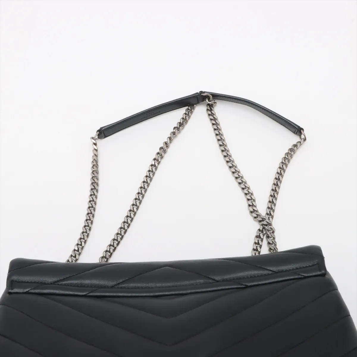 Loulou Medium Leather Chain Shoulder Bag, Black, 459749 — view 6