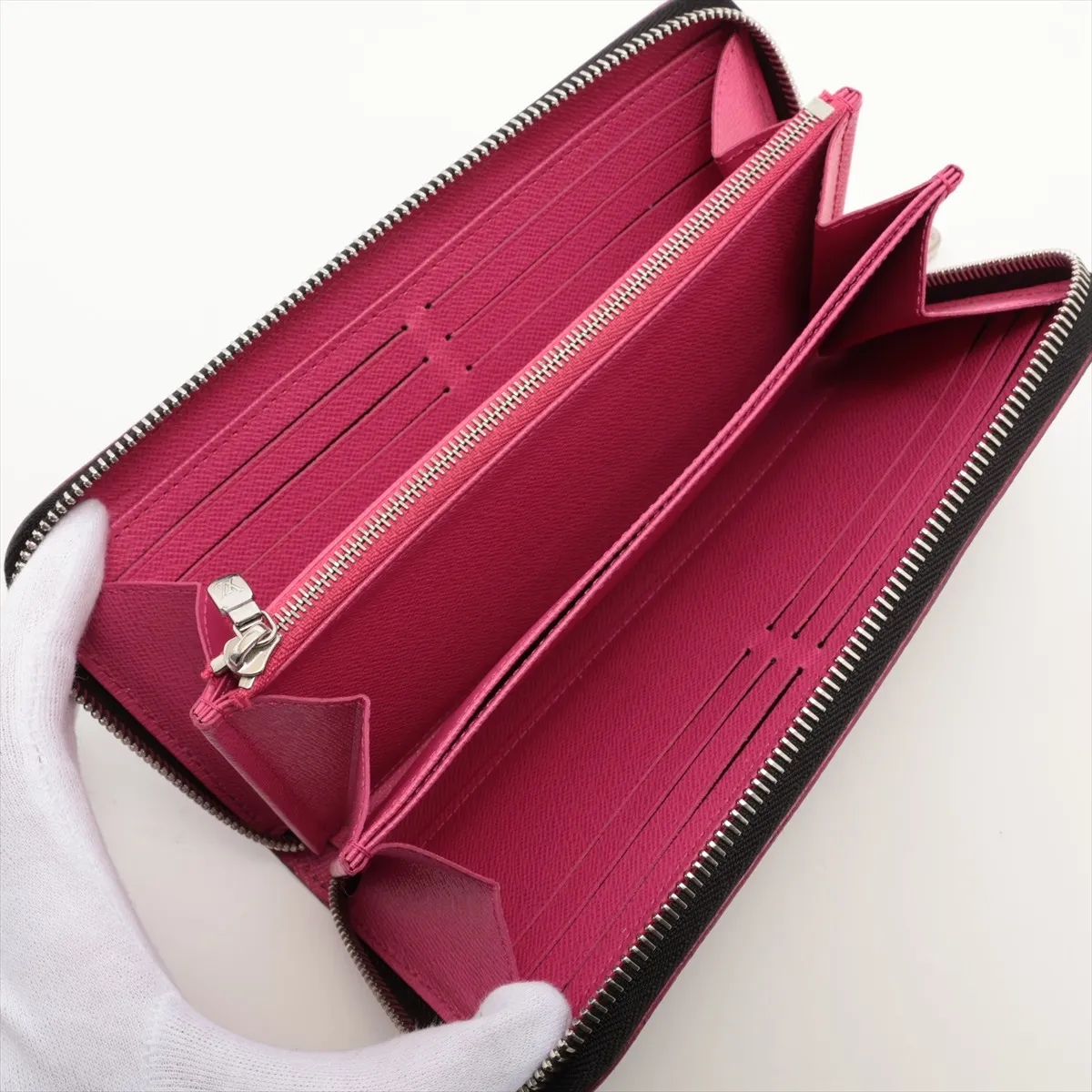Epi Zippy Wallet M64838 GI0139 Noir x Hot Pink Round Zip Wallet — view 3