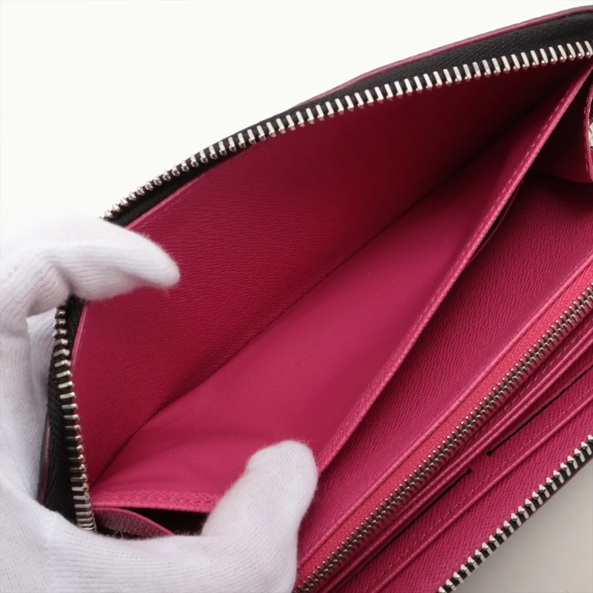 Epi Zippy Wallet M64838 GI0139 Noir x Hot Pink Round Zip Wallet — view 7