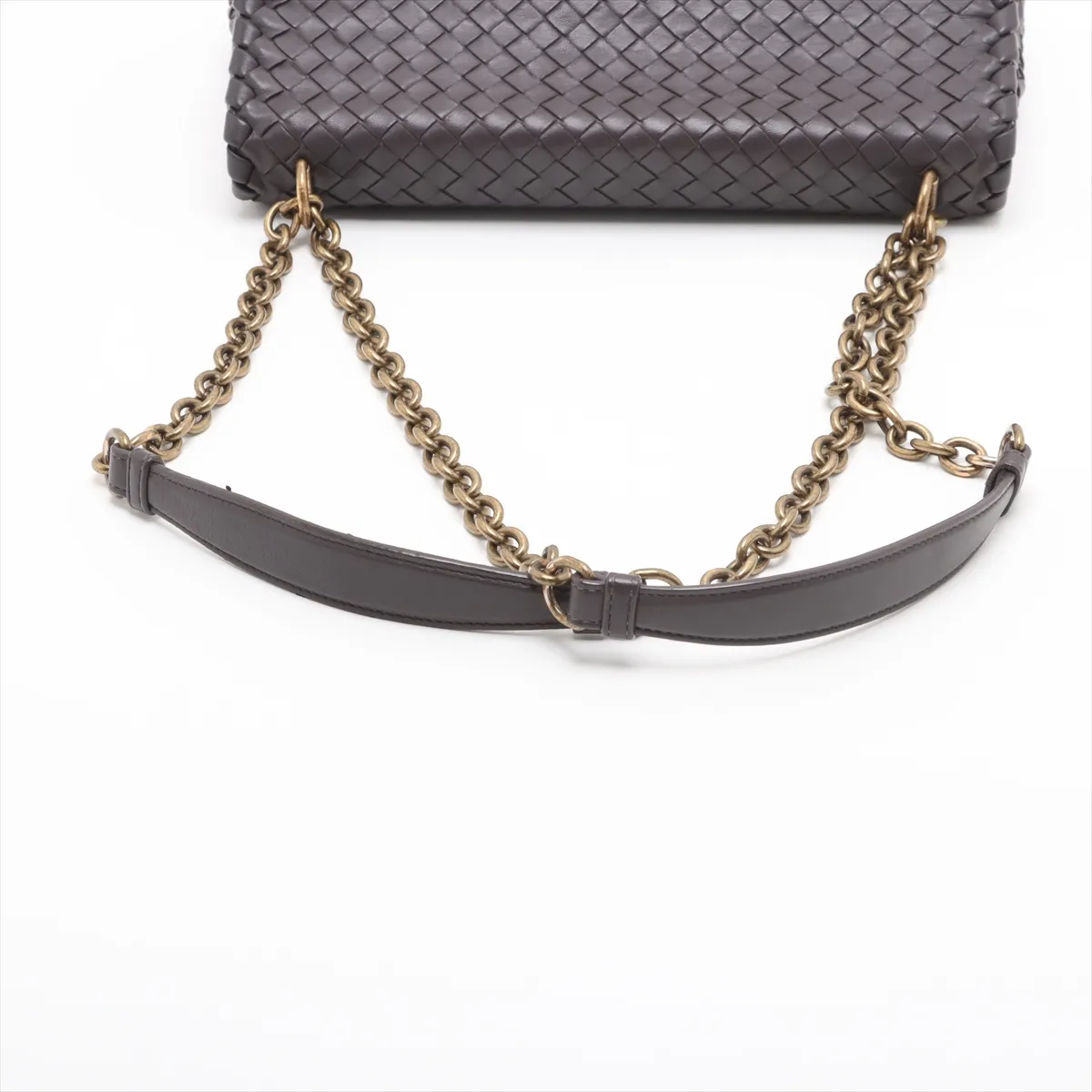 Intrecciato Olympia Leather Chain Shoulder Bag Bordeaux — view 5
