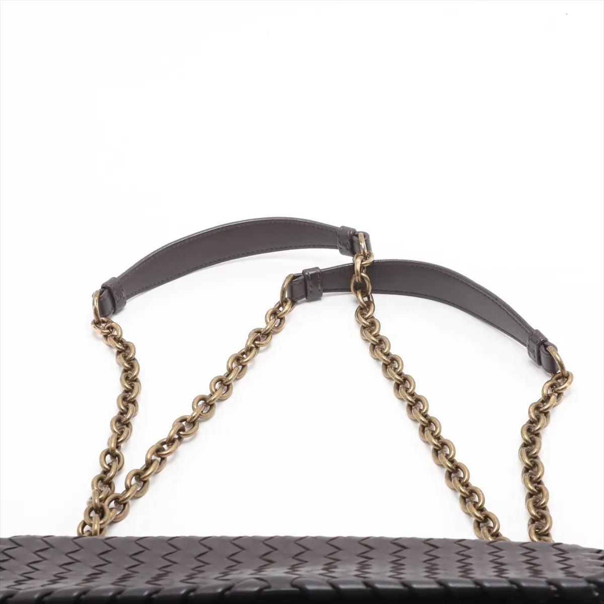 Intrecciato Olympia Leather Chain Shoulder Bag Bordeaux — view 6