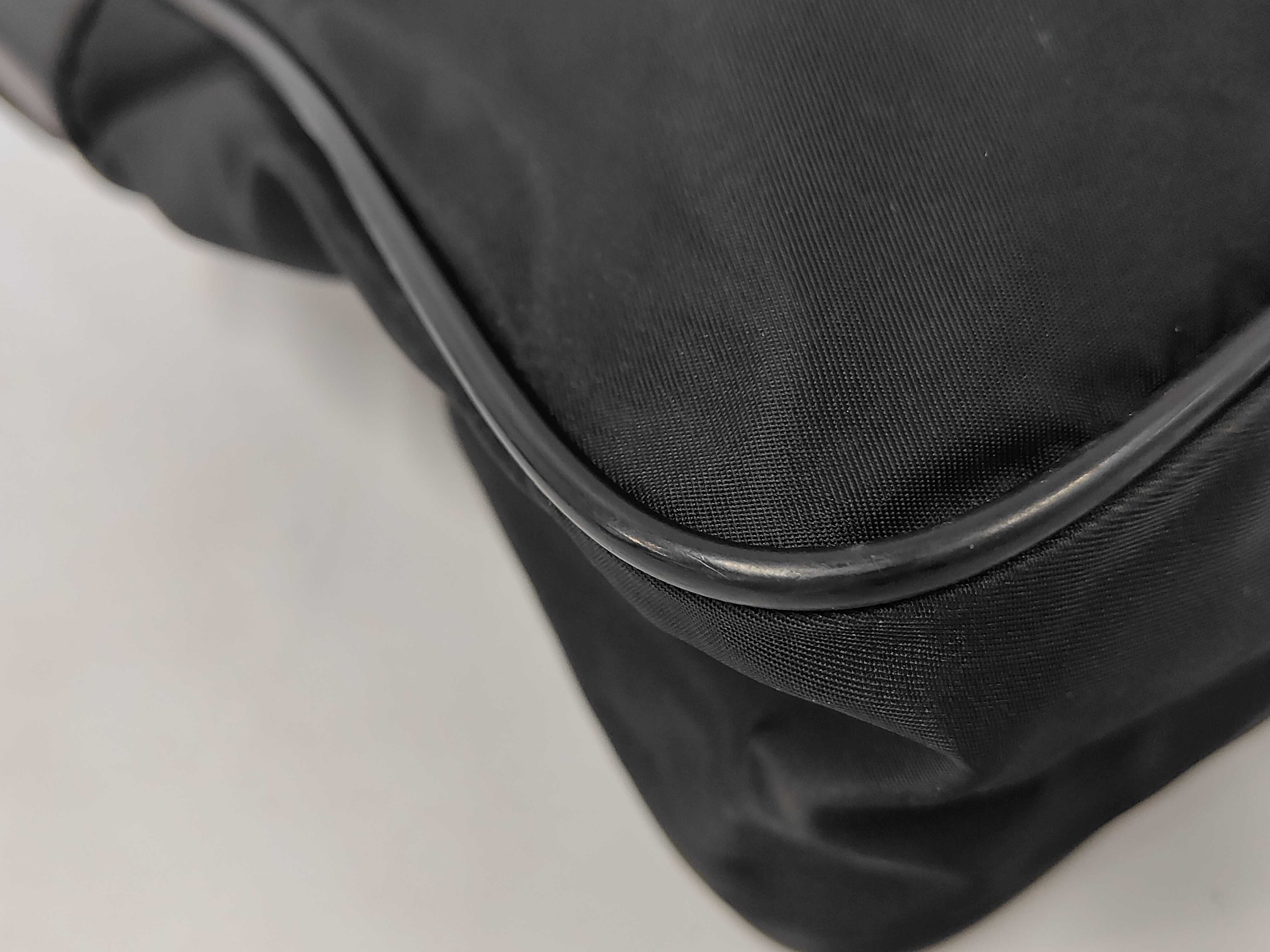 Triangle Logo Saffiano Leather x Nylon Black Shoulder Bag — view 4