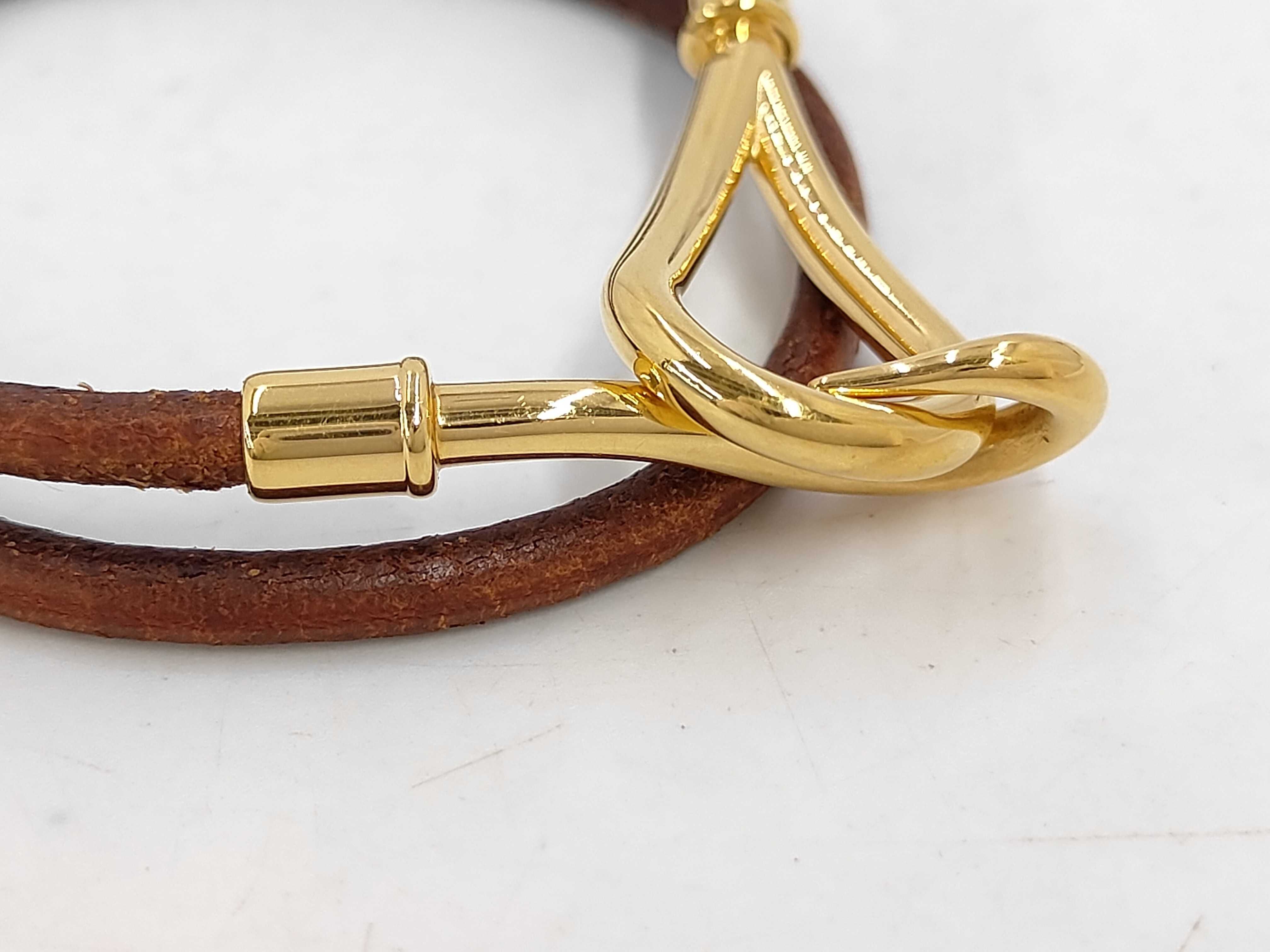 Jumbo Brown x Gold Double Strand Bracelet/Bangle — view 3