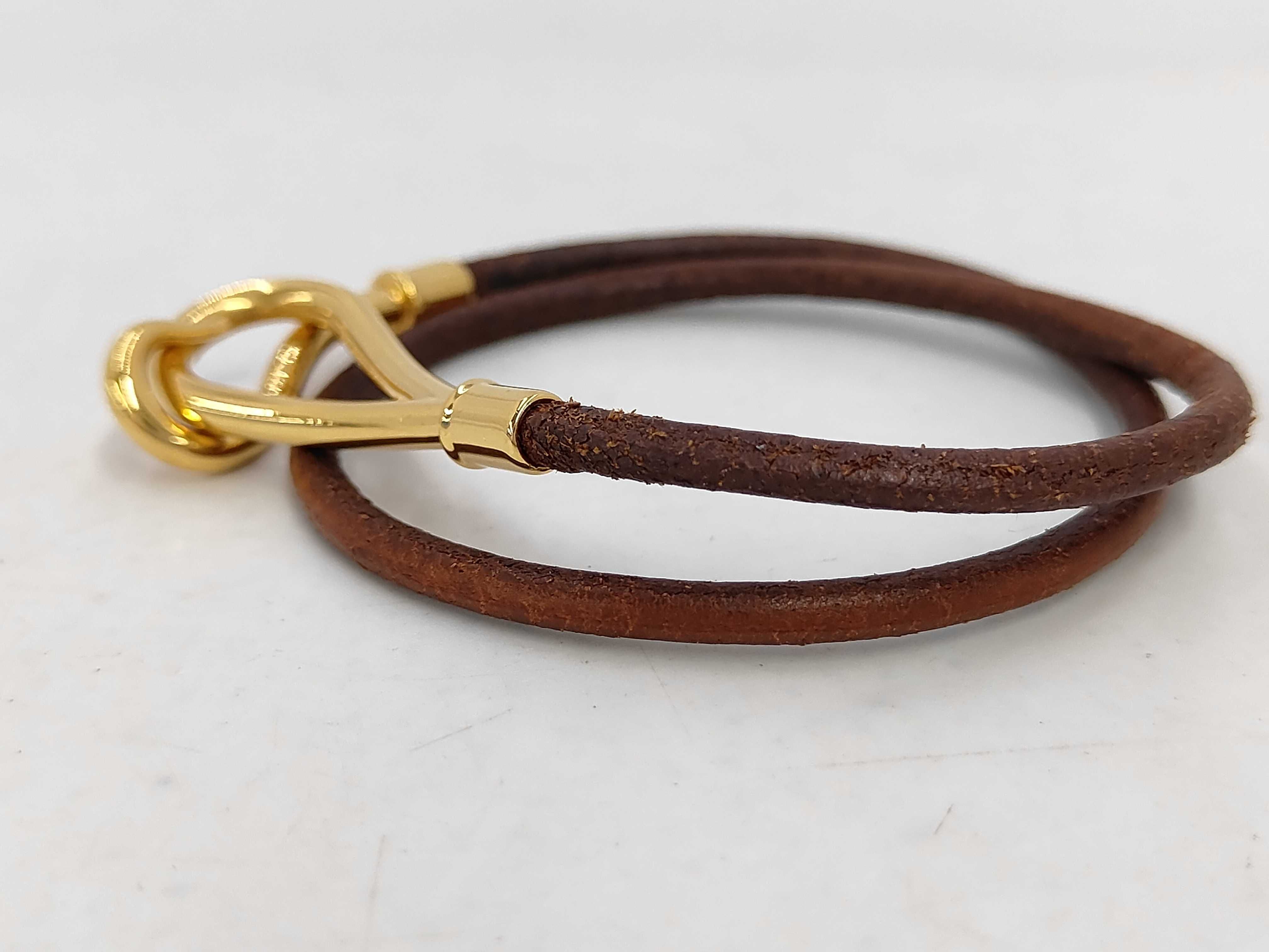 Jumbo Brown x Gold Double Strand Bracelet/Bangle — view 4