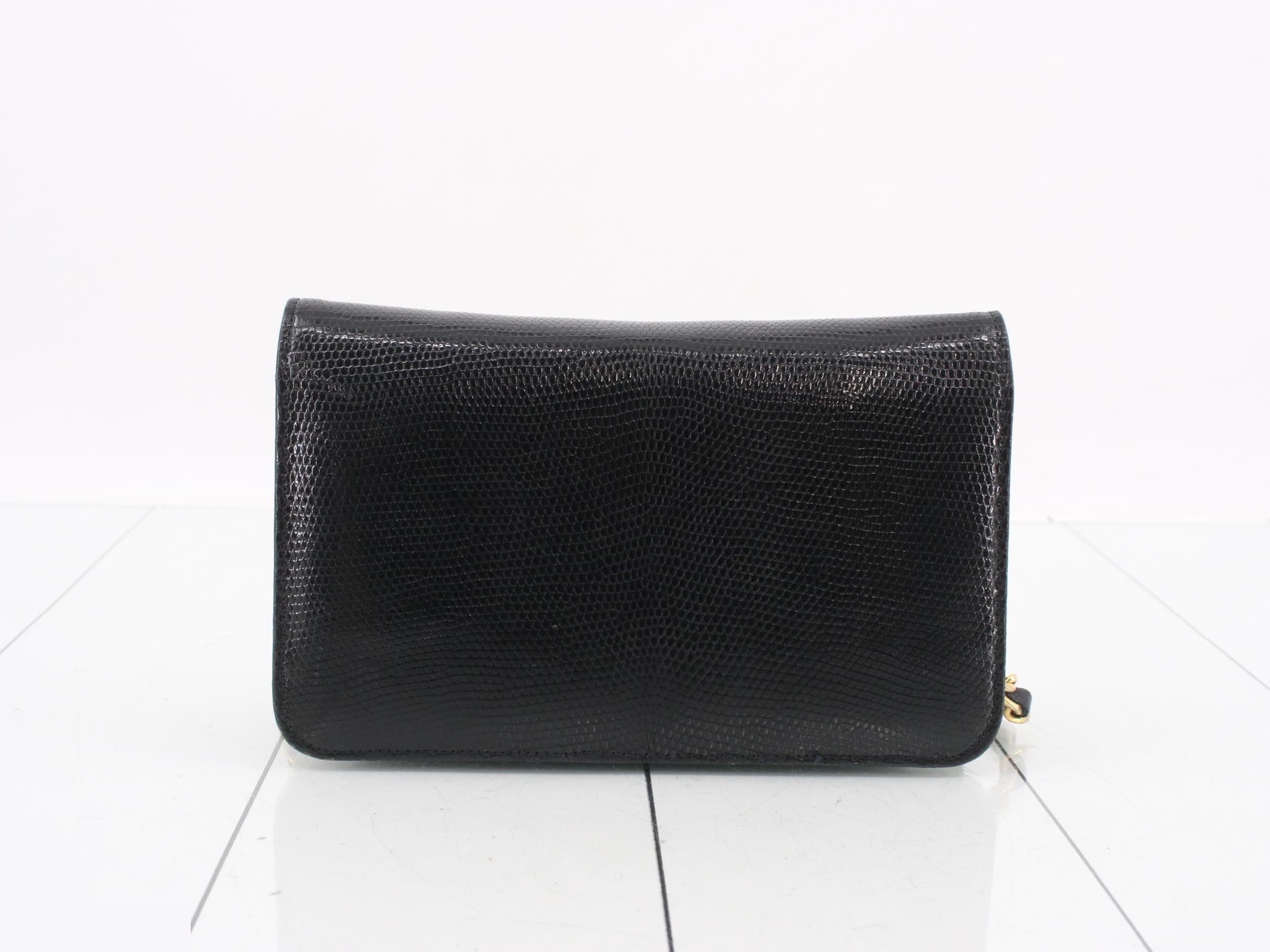 Lizard Leather Coco Mark Push-Lock Mini Chain Shoulder Bag — view 2