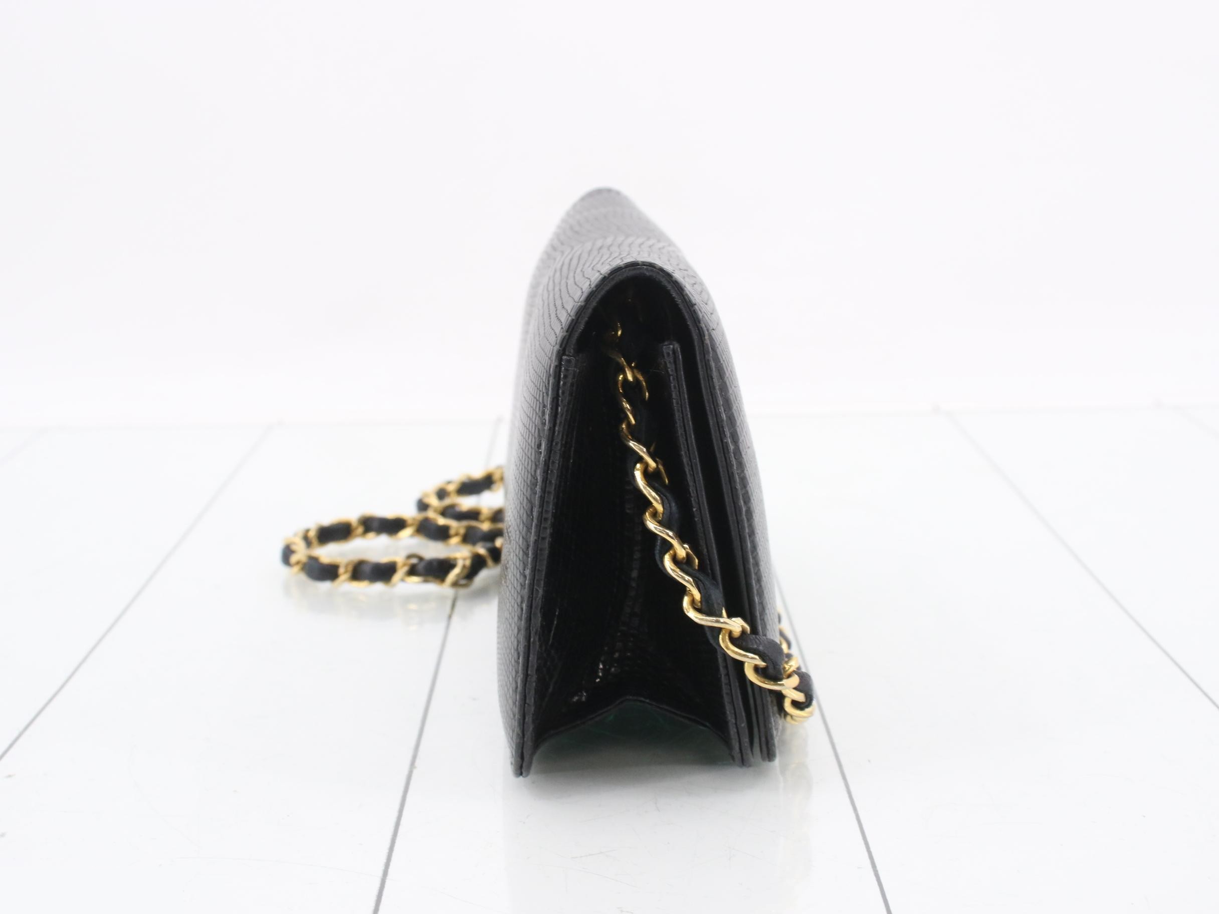 Lizard Leather Coco Mark Push-Lock Mini Chain Shoulder Bag — view 4
