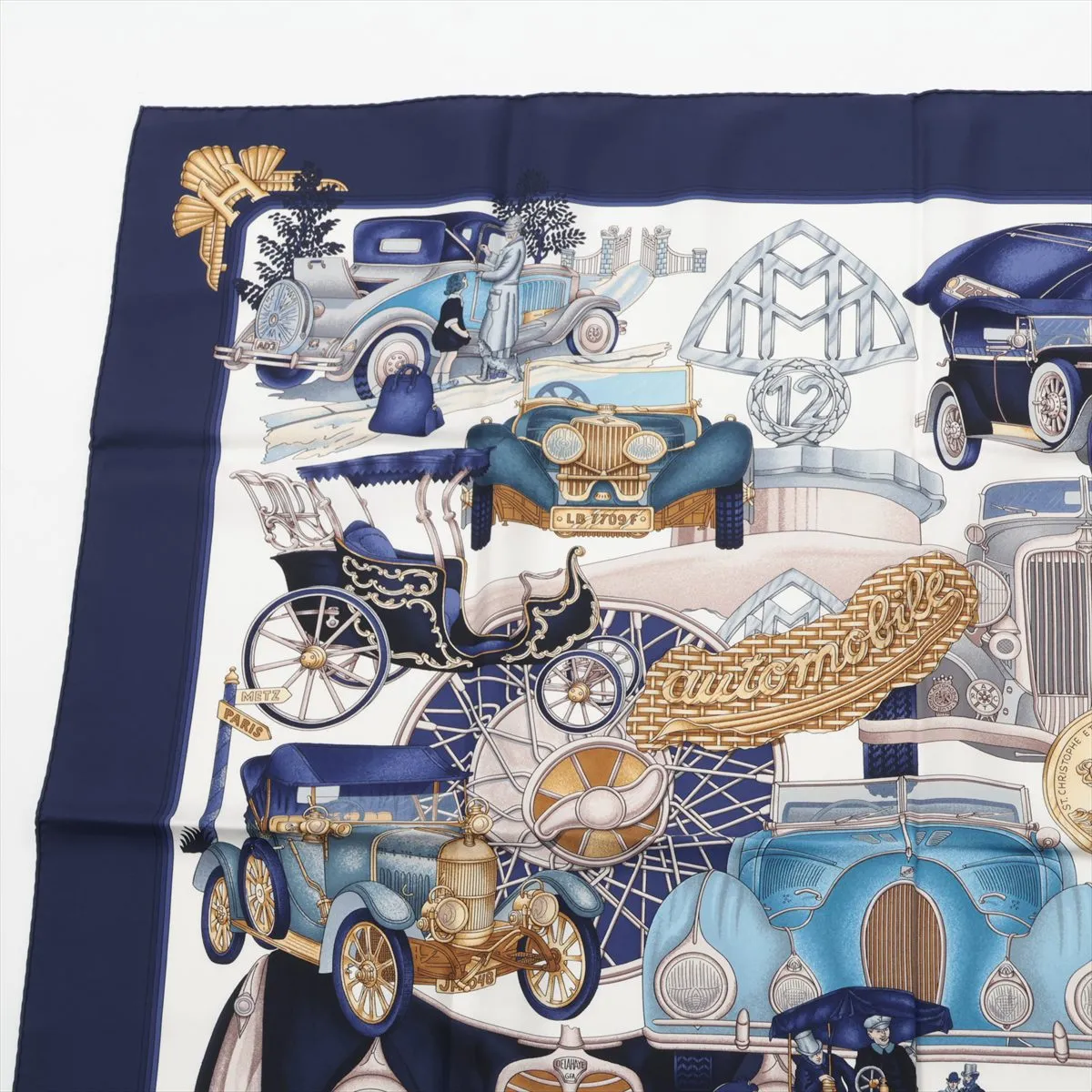 Carre 90 automobike automobile scarf silk navy thread — view 2