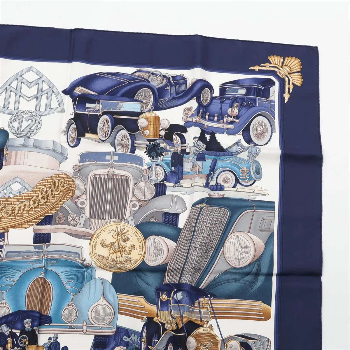 Carre 90 automobike automobile scarf silk navy thread — view 3