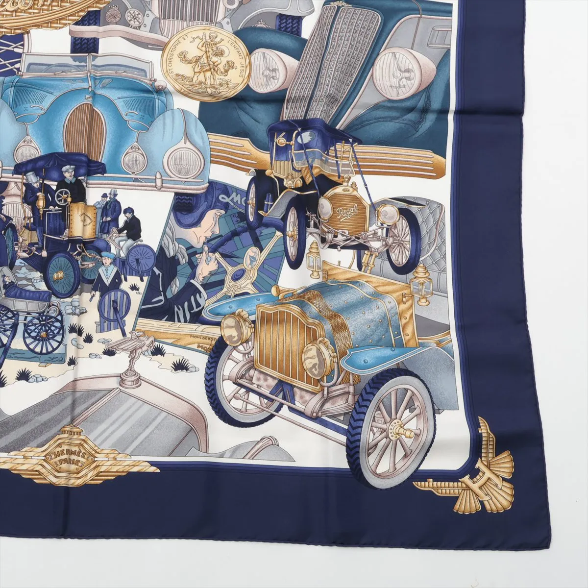 Carre 90 automobike automobile scarf silk navy thread — view 4