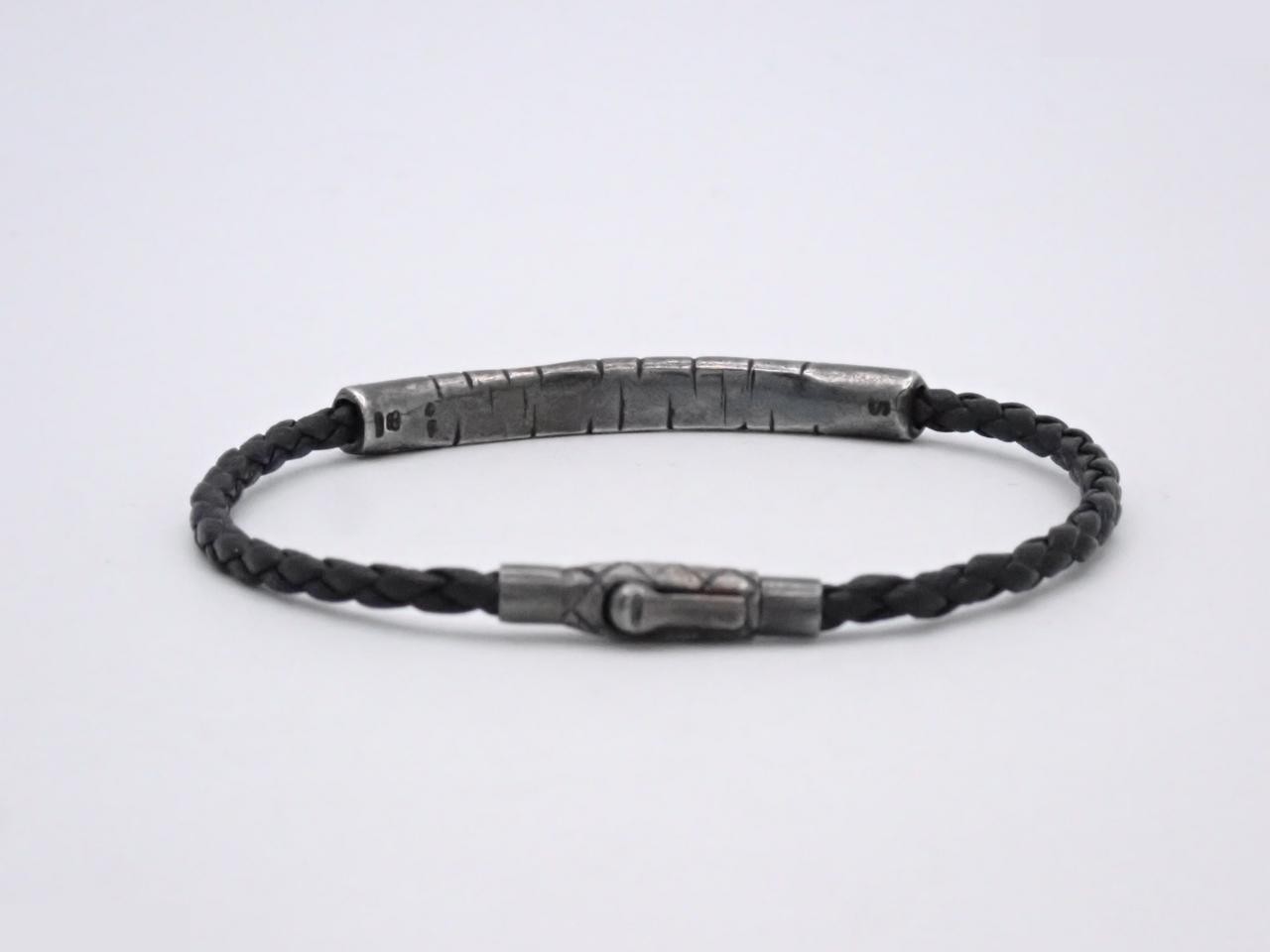 Intrecciato Bracelet, Black, Silver Hardware — view 2