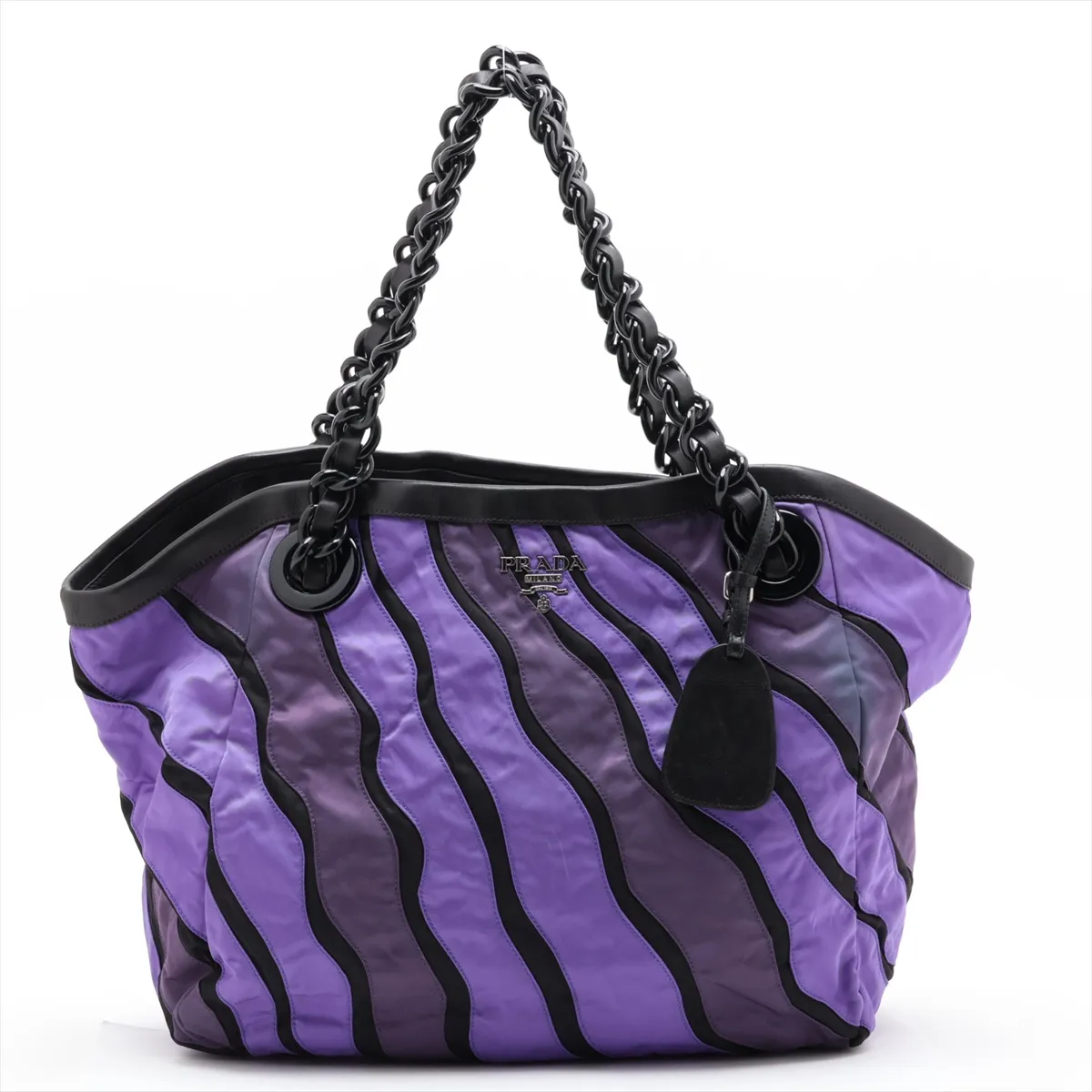 Nylon x Leather Tote Bag, Purple x Black