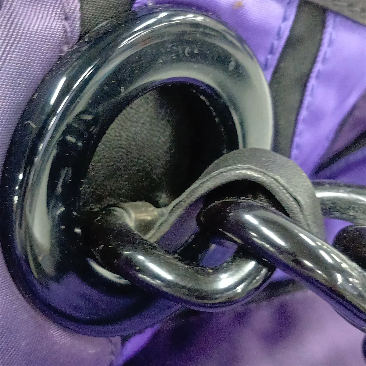 Nylon x Leather Tote Bag, Purple x Black — view 12