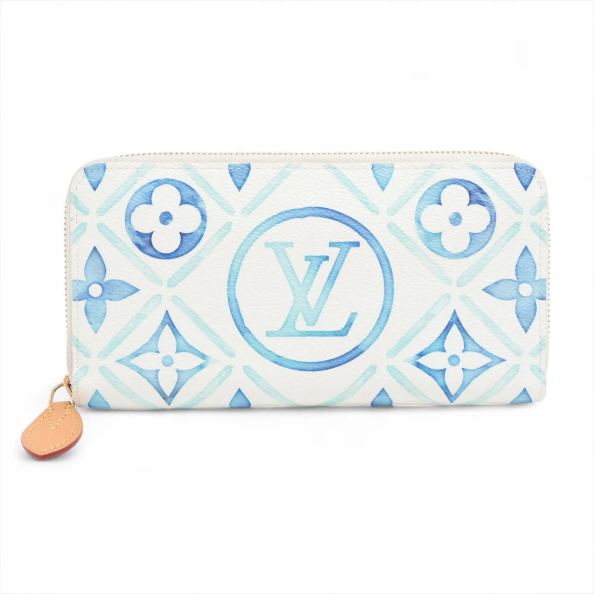 Monogram Tile Zippy Wallet M83624 Lagoon Blue Round Zip Wallet (RFID detected)