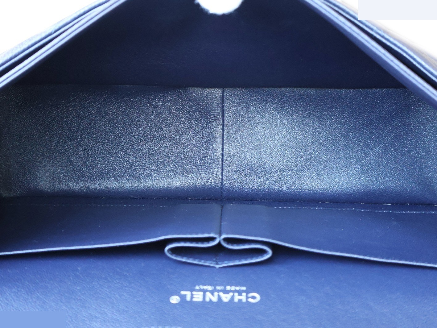 Large Matelassé 30, Caviar Skin, Double Flap, Double Chain Shoulder Bag, Navy — view 12