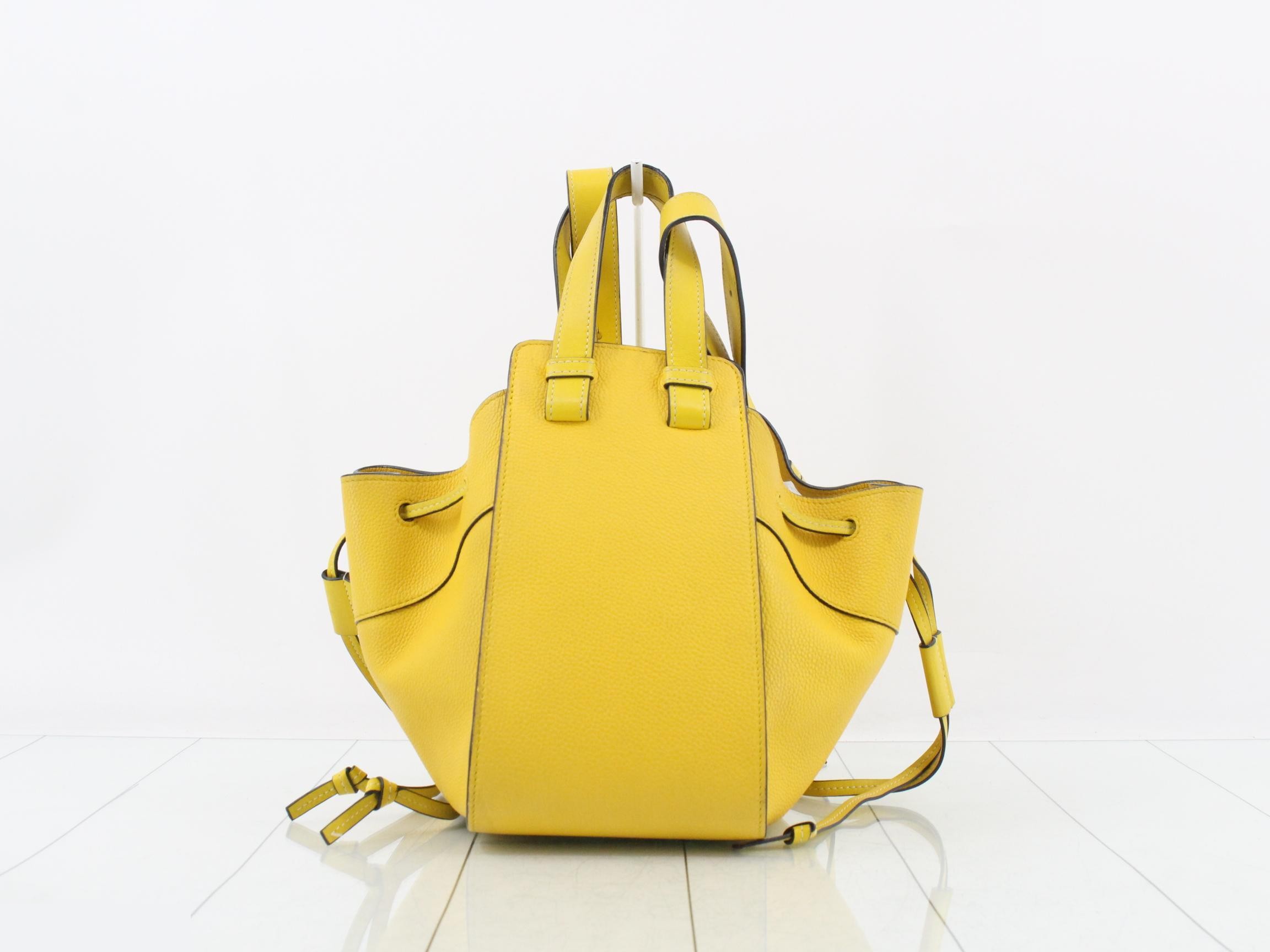 Hammock Drawstring Small Leather 6-Way Handbag, Yellow — view 2