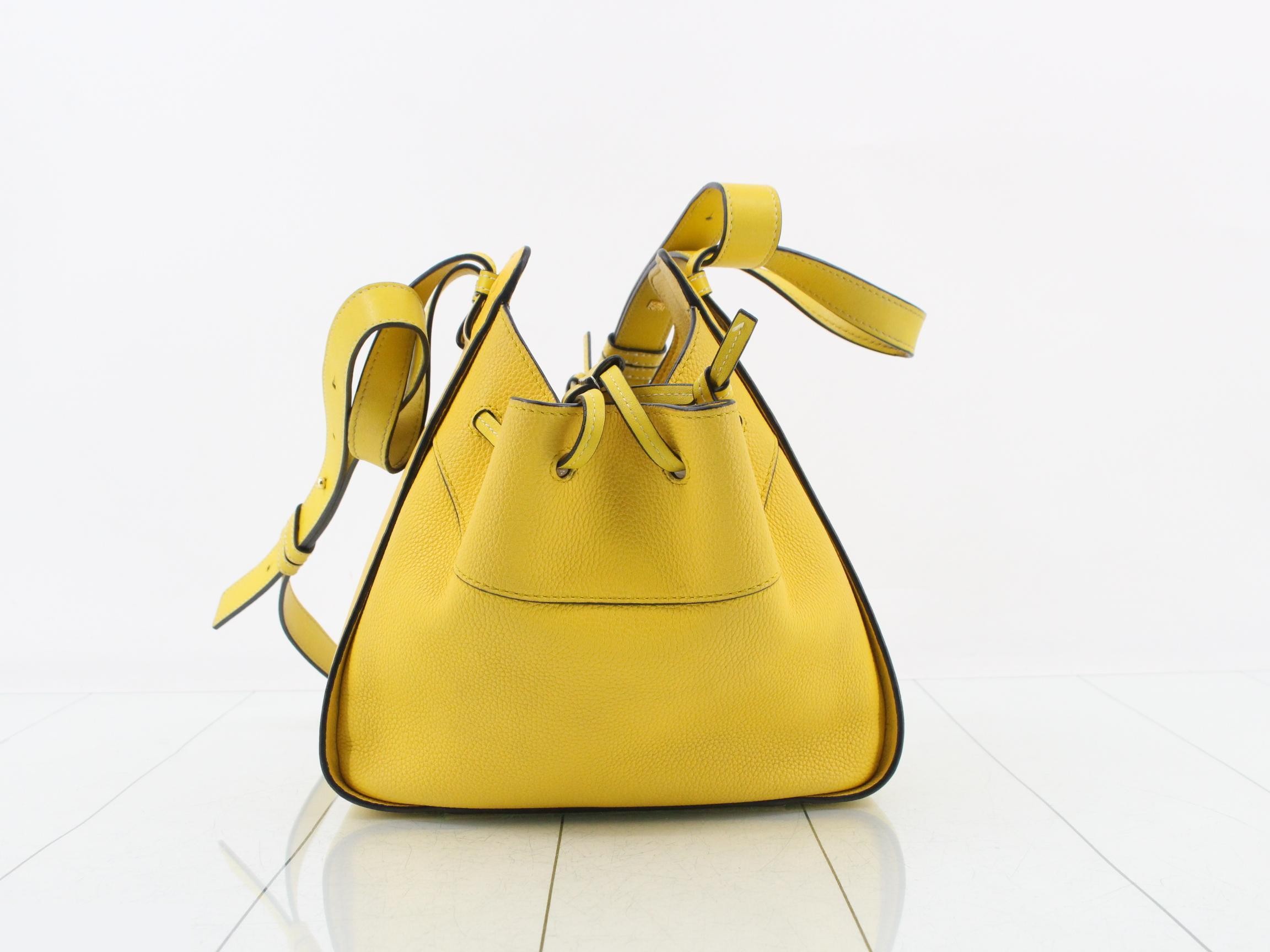 Hammock Drawstring Small Leather 6-Way Handbag, Yellow — view 4