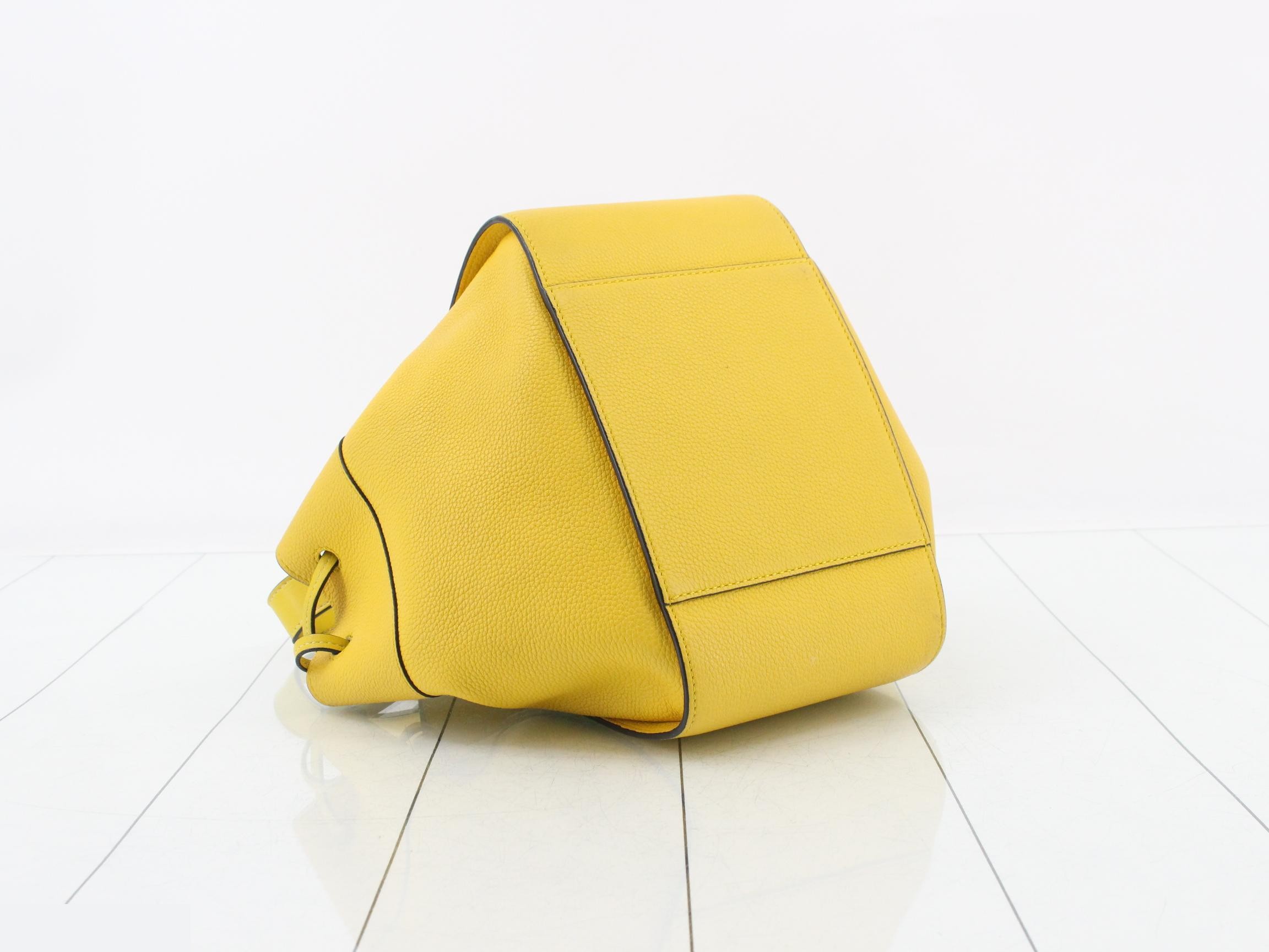 Hammock Drawstring Small Leather 6-Way Handbag, Yellow — view 5