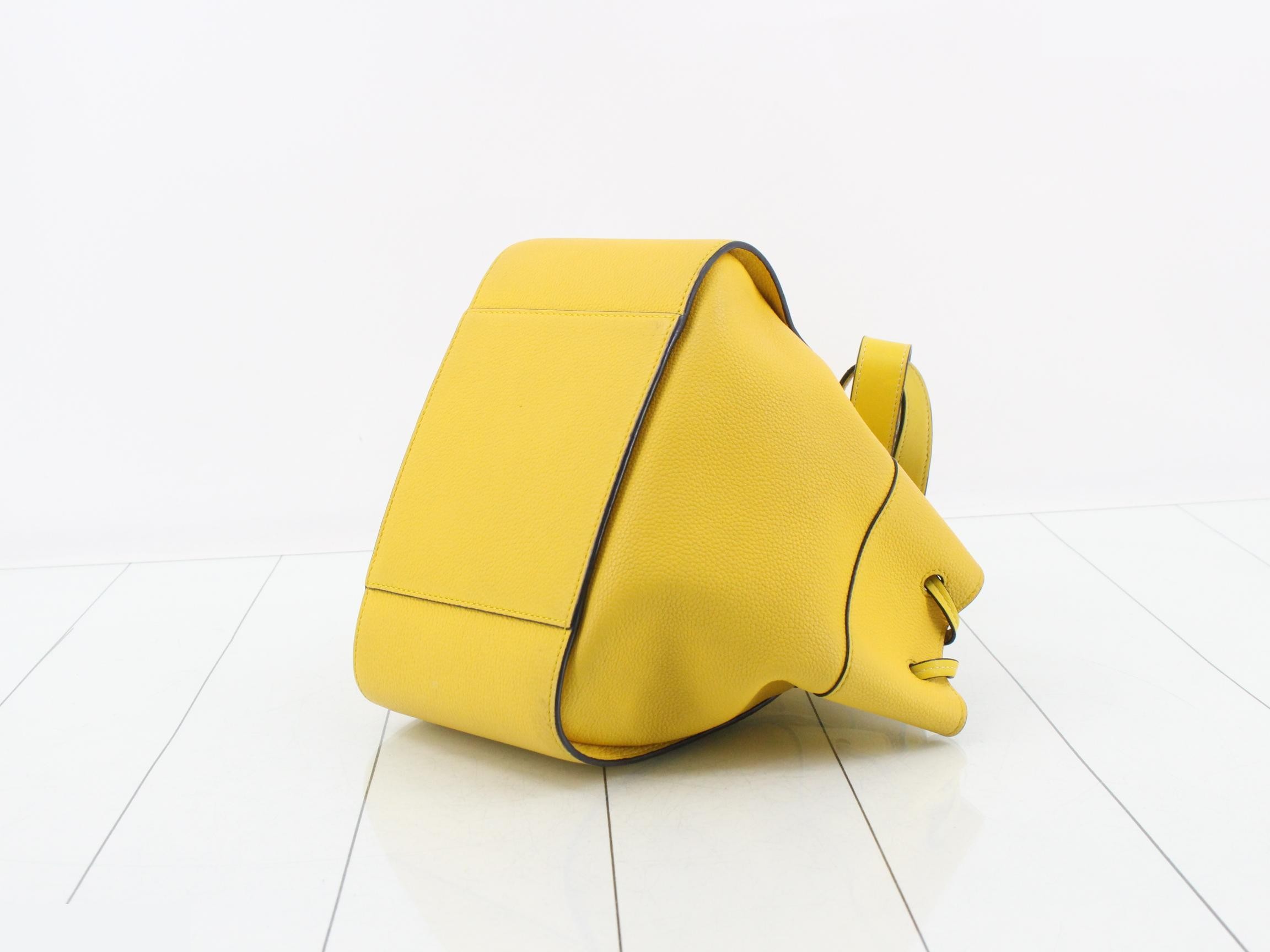 Hammock Drawstring Small Leather 6-Way Handbag, Yellow — view 6