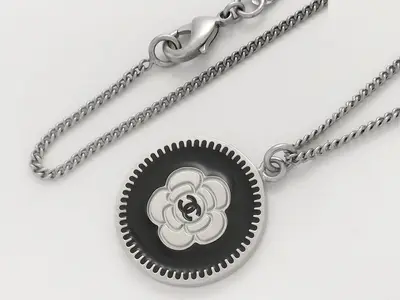 Coco Camellia Silver Necklace, Chain approx. 60cm