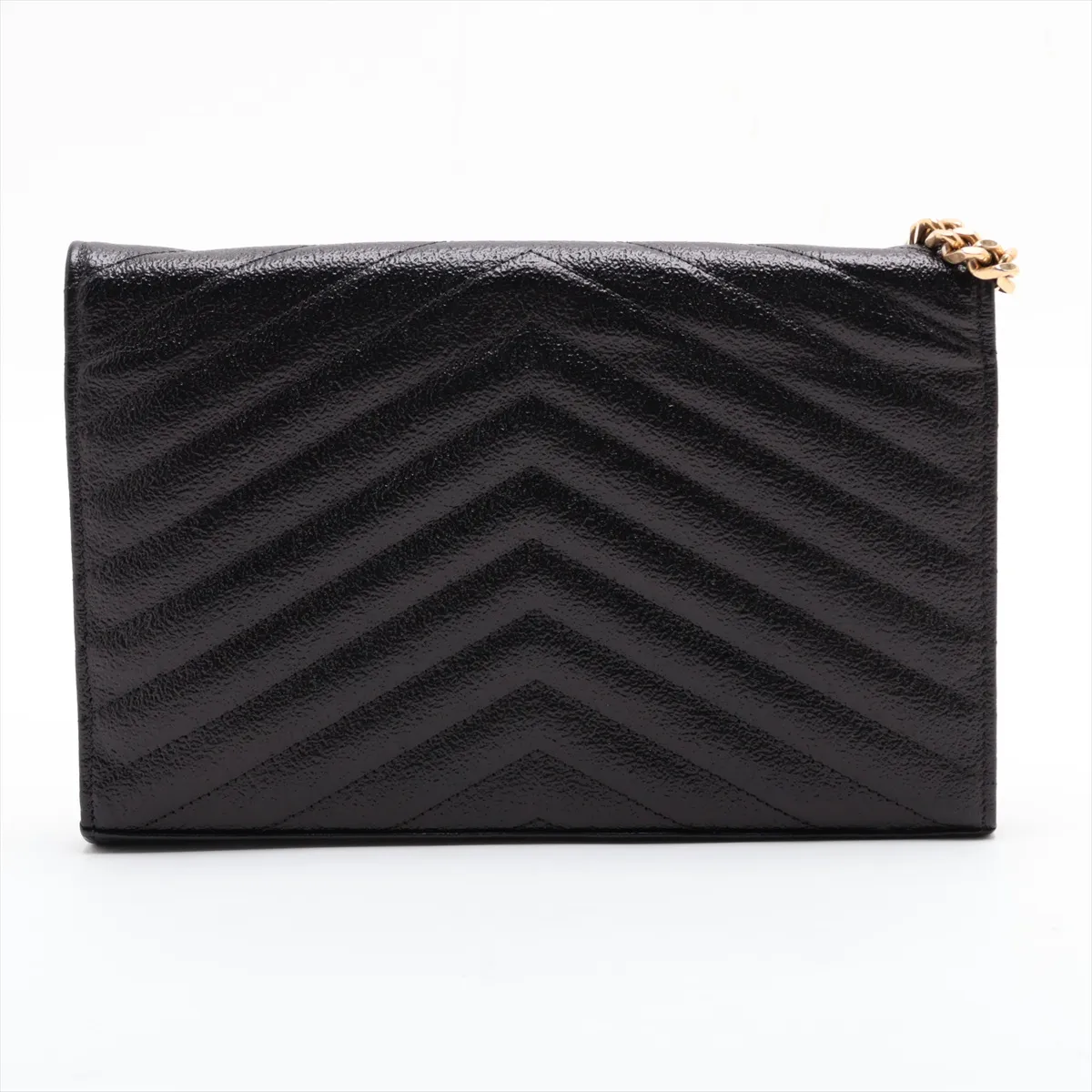 Leather Chain Shoulder Bag, Black, 360452 — view 2