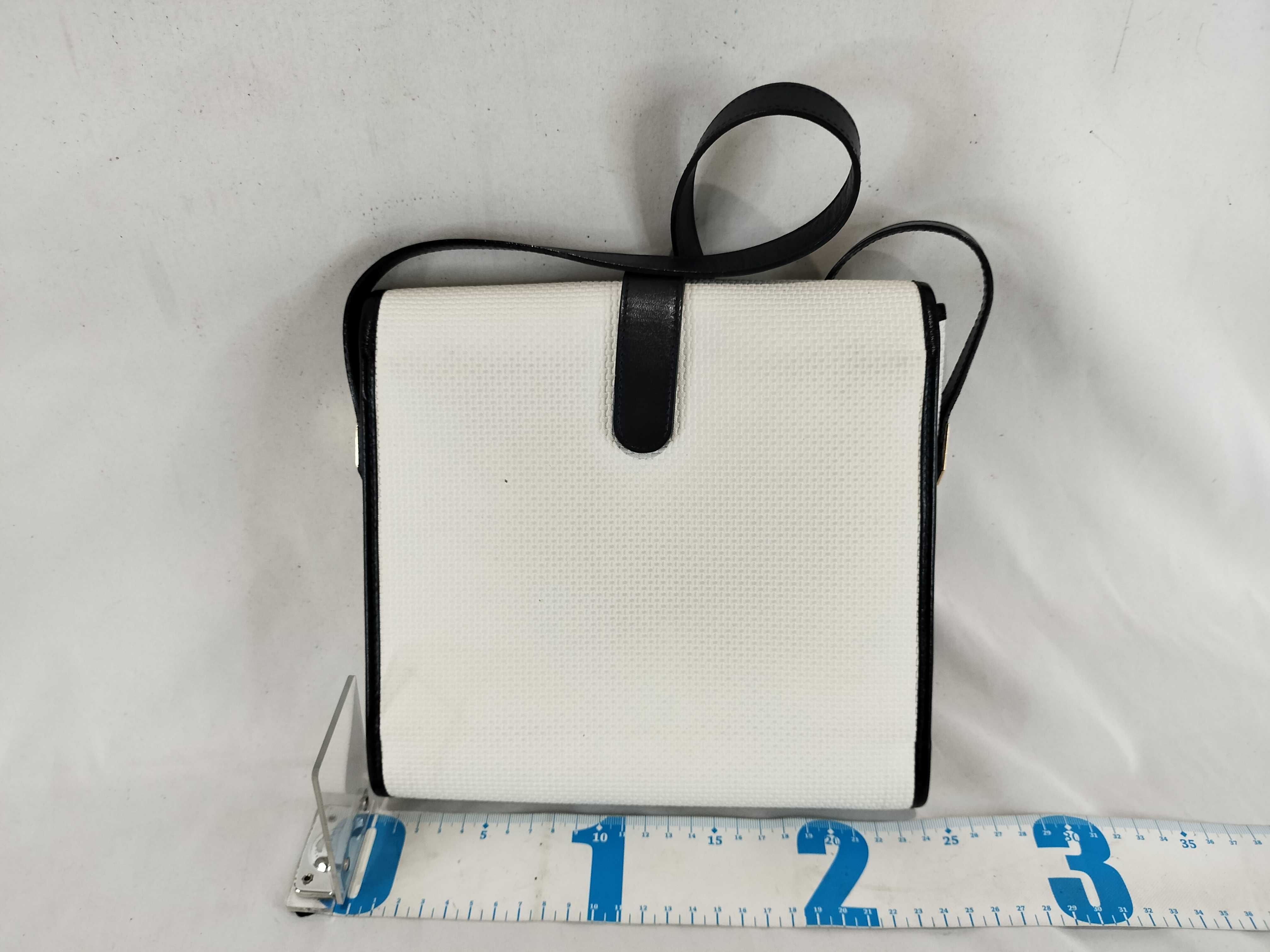 Shoulder Flap Bag, White, Small Stain — view 3