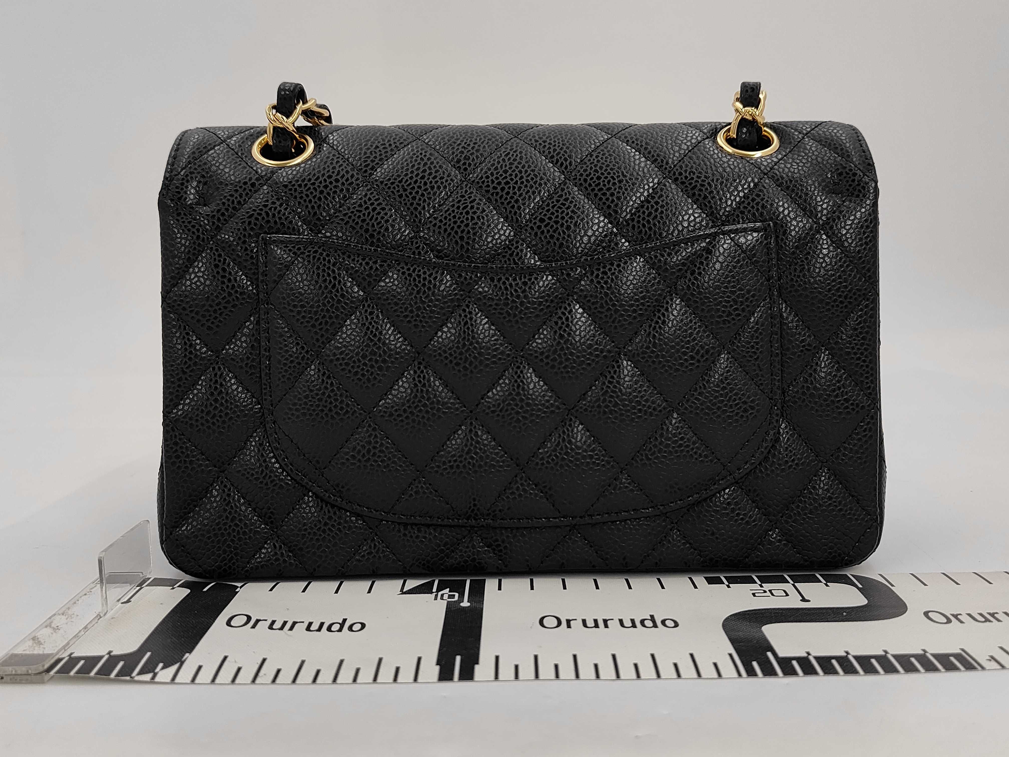 Matelassé 23 Caviar Skin Double Flap Shoulder Bag, Black, Serial Number 27, Gold Hardware — view 2