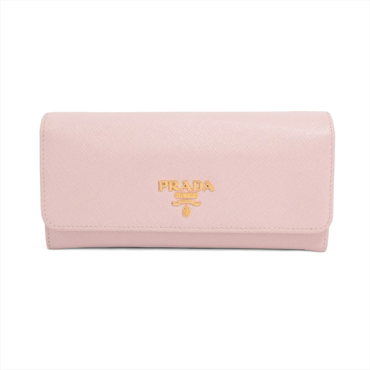 Saffiano metal leather long wallet pink with pass case included