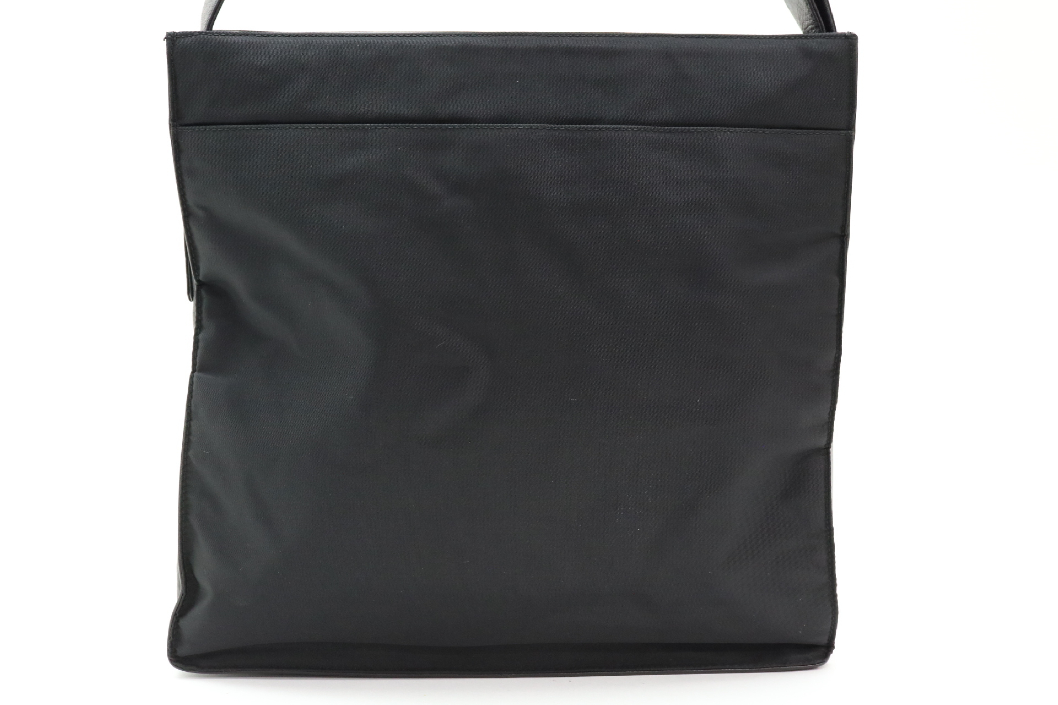 Triangle Logo Nylon Leather Shoulder Bag — view 2
